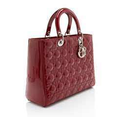 Dior Cannage Patent Leather Lady Dior Large Tote