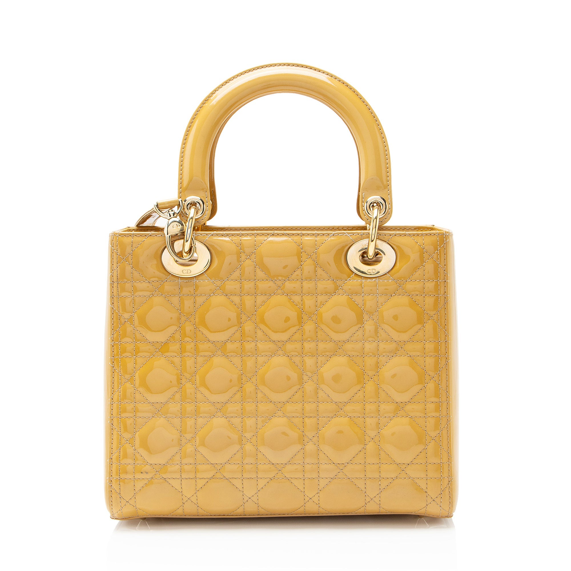 Dior Cannage Patent Leather Lady Dior Medium Tote