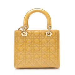 Dior Cannage Patent Leather Lady Dior Medium Tote