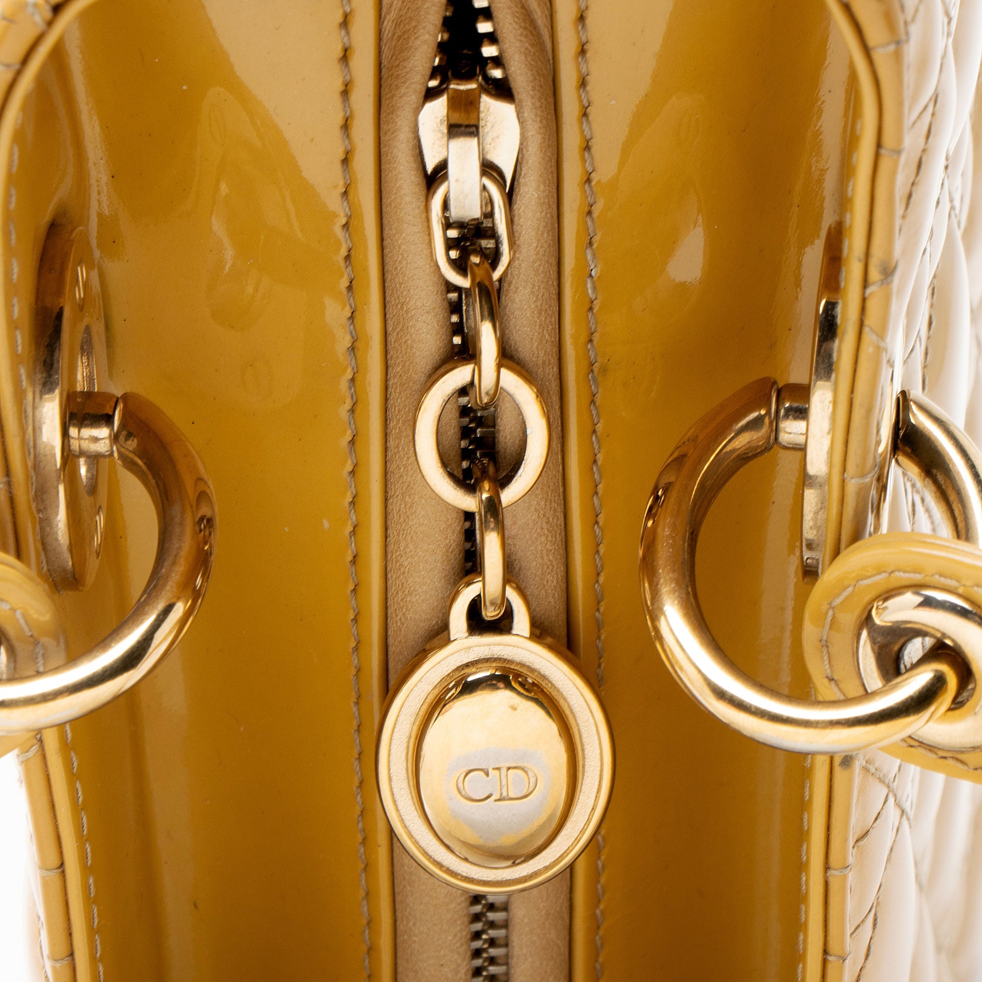Dior Cannage Patent Leather Lady Dior Medium Tote