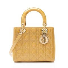 Dior Cannage Patent Leather Lady Dior Medium Tote