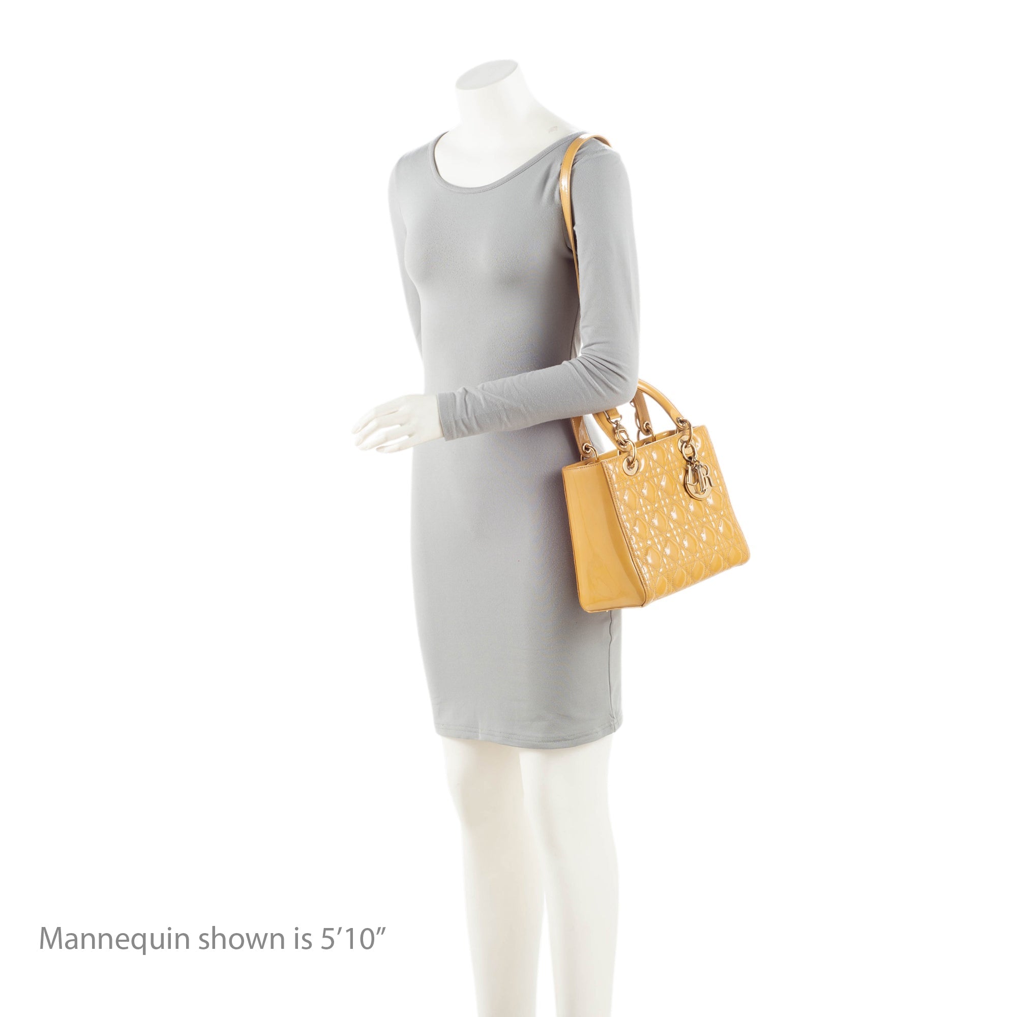 Dior Cannage Patent Leather Lady Dior Medium Tote