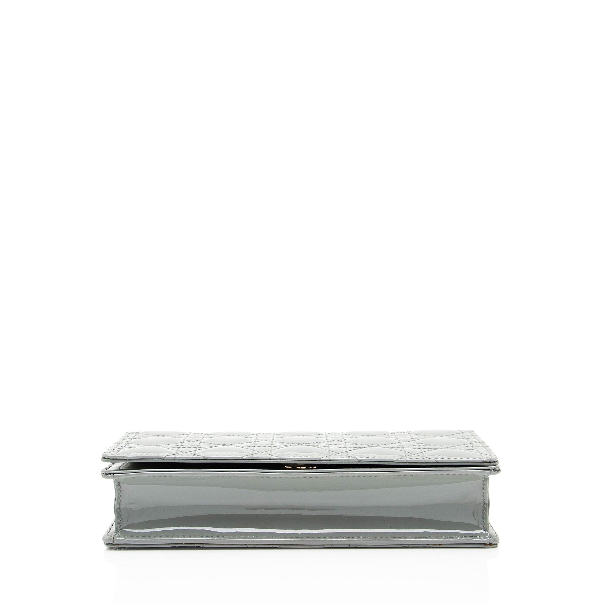 Dior Cannage Patent Leather Lady Dior Wallet on Chain