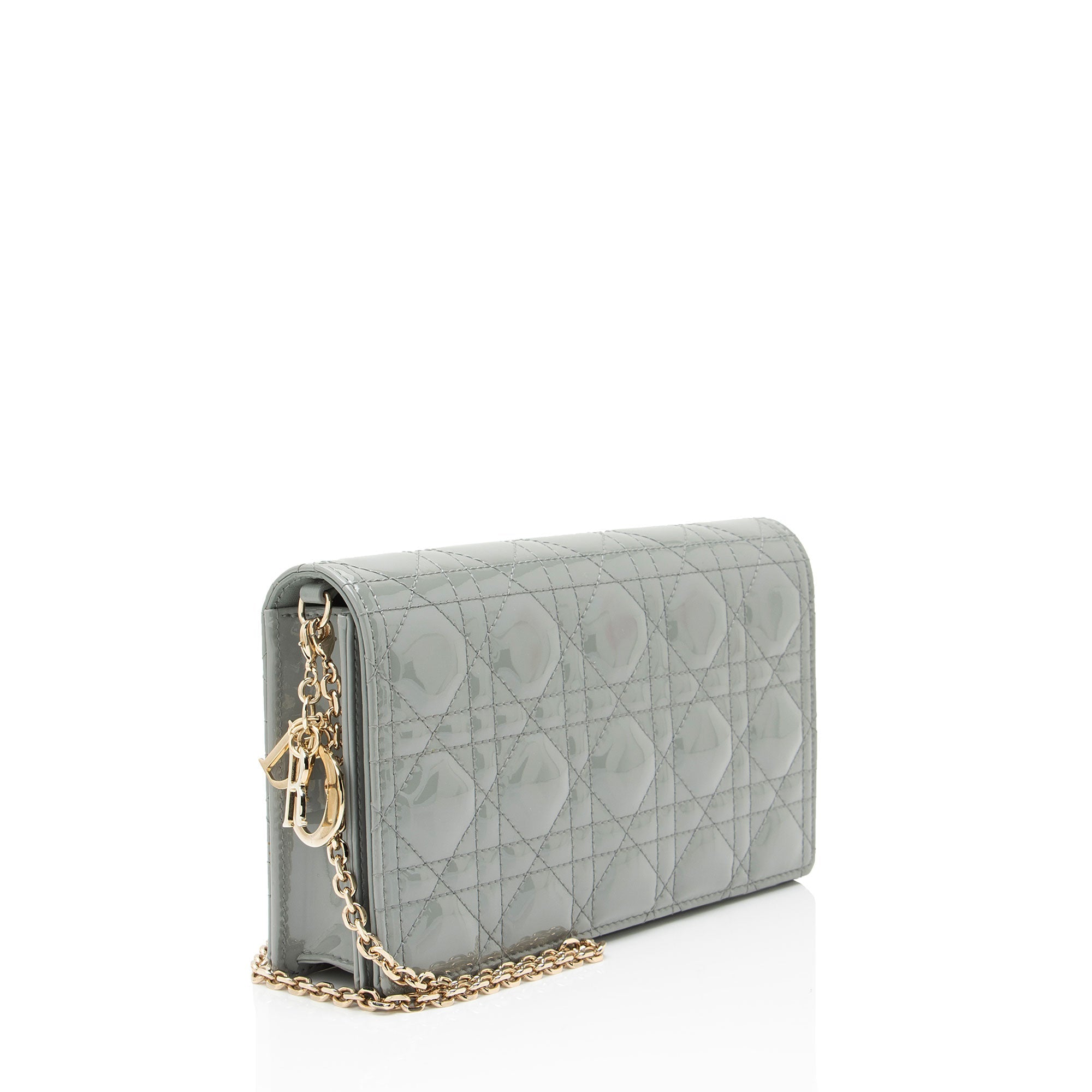 Dior Cannage Patent Leather Lady Dior Wallet on Chain
