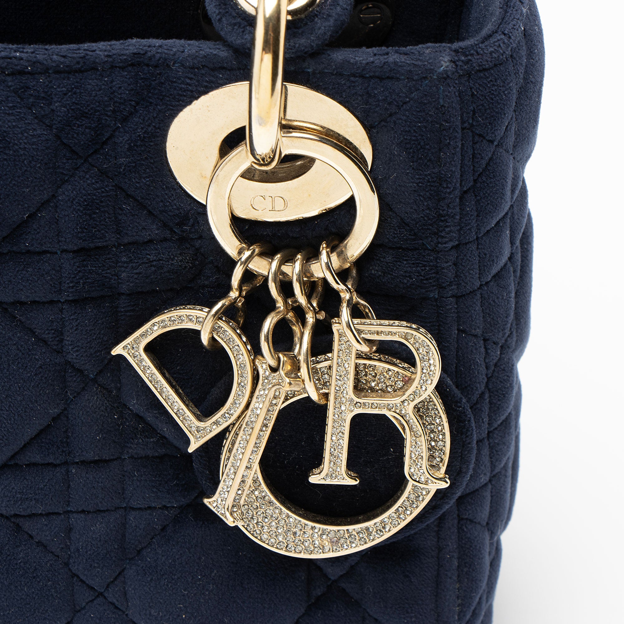 Dior Cannage Velvet Crystal Lady Dior Mini Tote