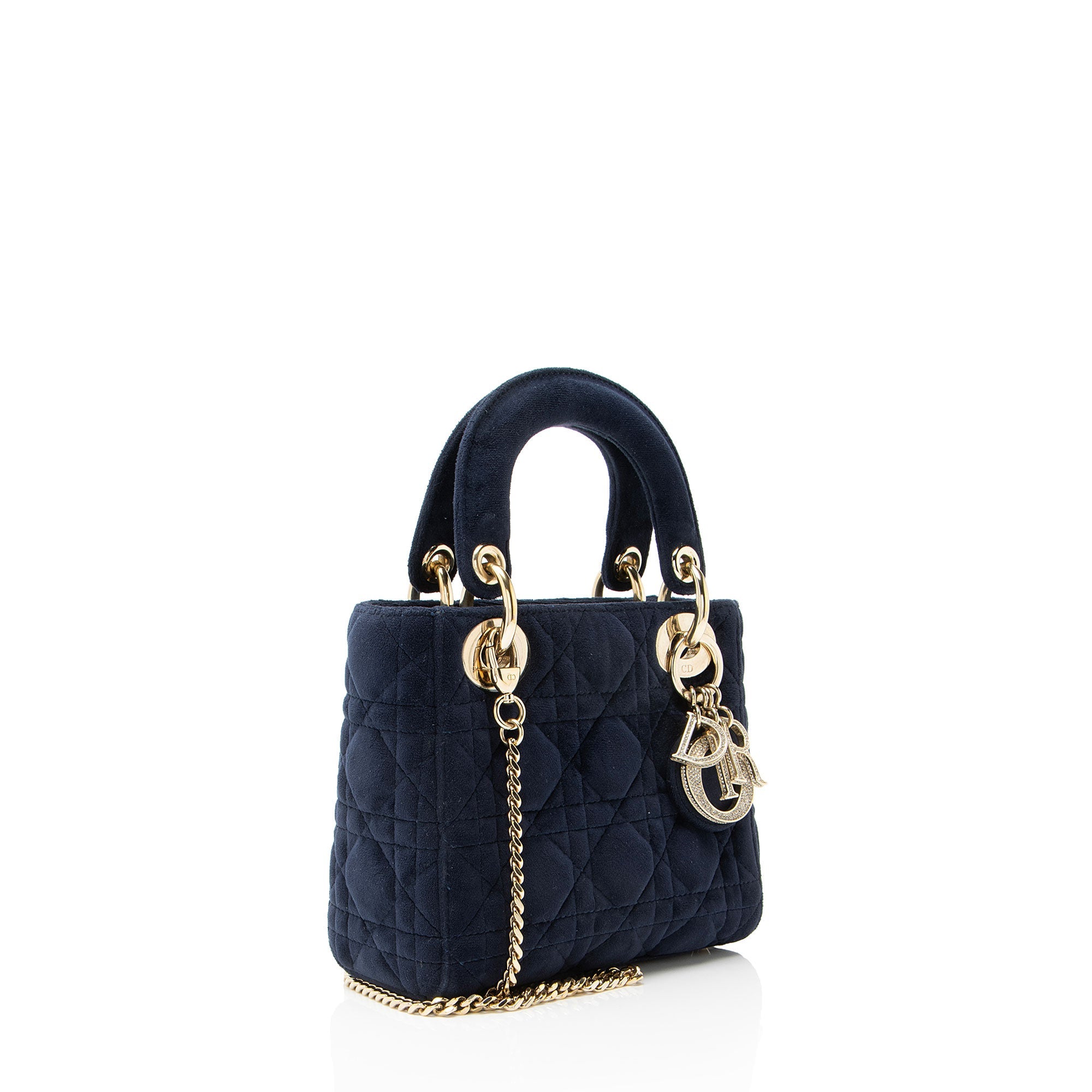 Dior Cannage Velvet Crystal Lady Dior Mini Tote