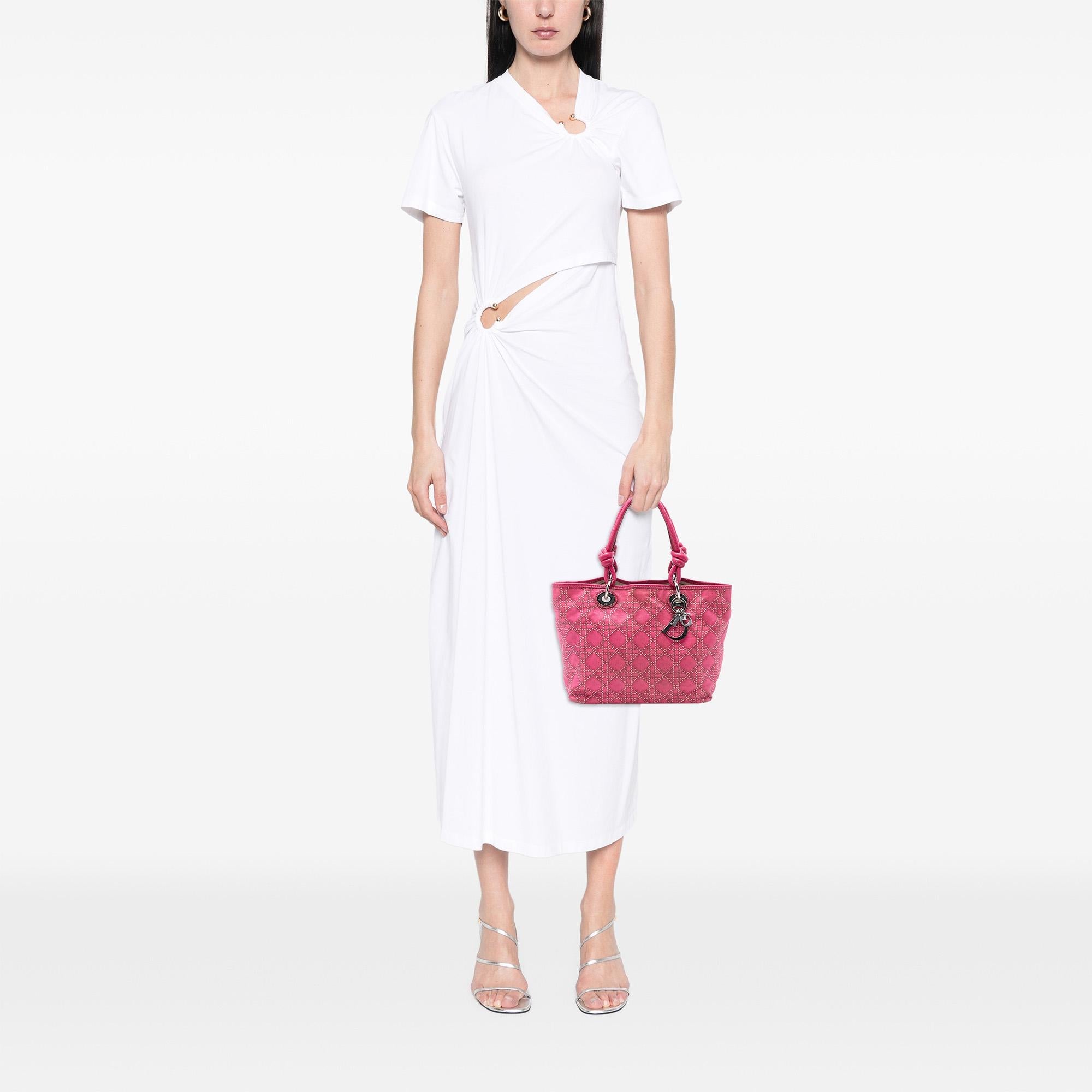 Dior Canvas Cannage Print Cherie Shopper Tote