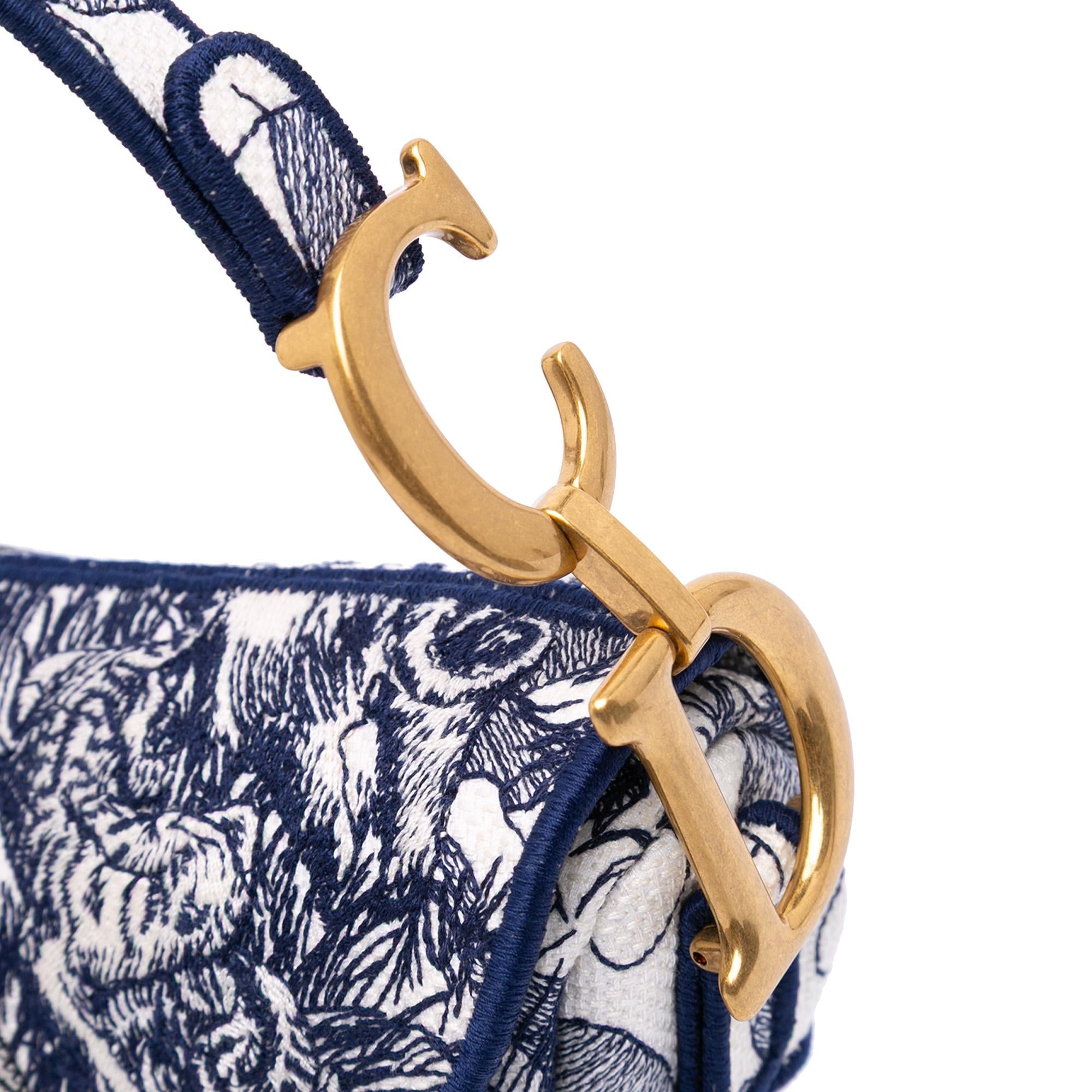 Dior Canvas Embroidered Around the World Saddle Bag