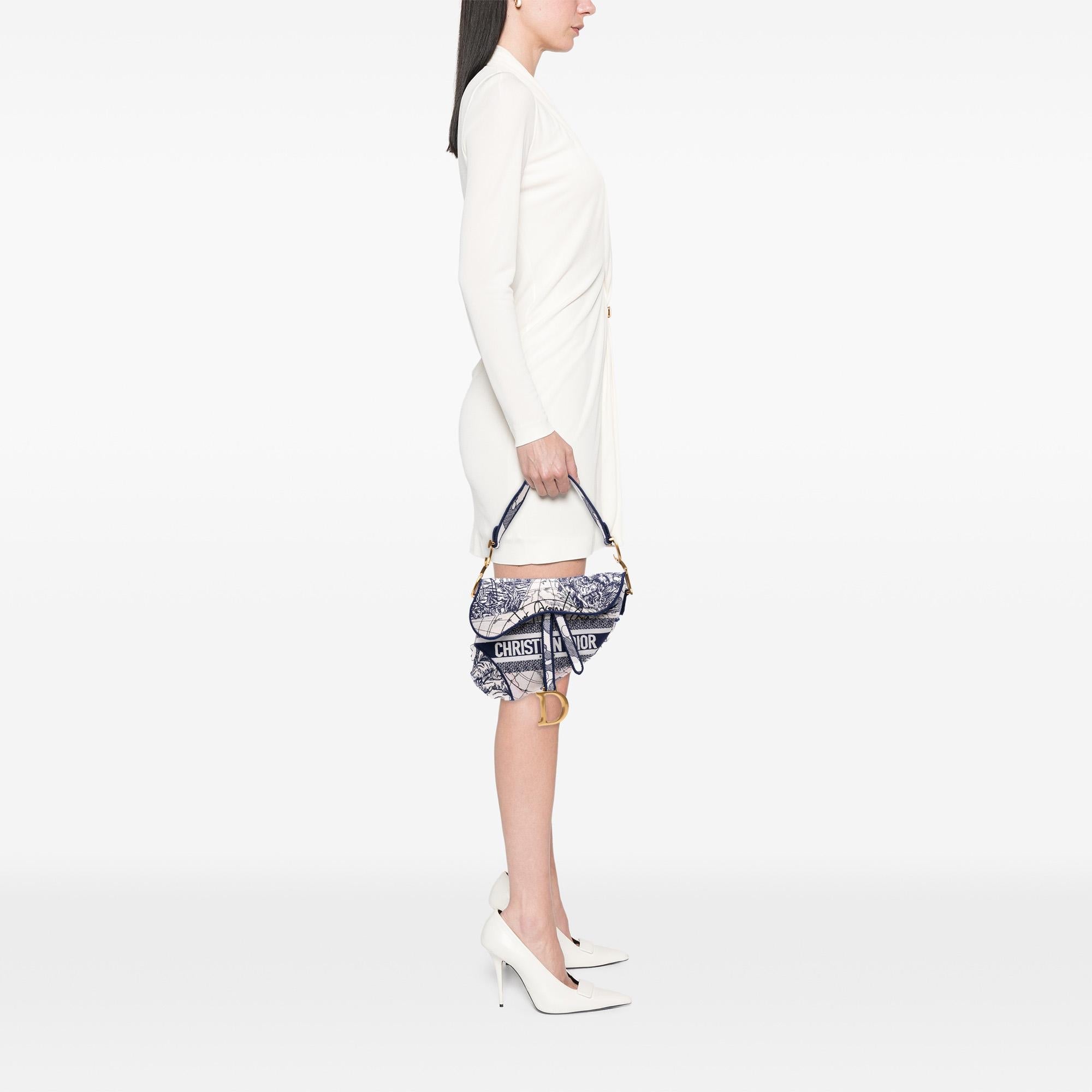 Dior Canvas Embroidered Around the World Saddle Bag