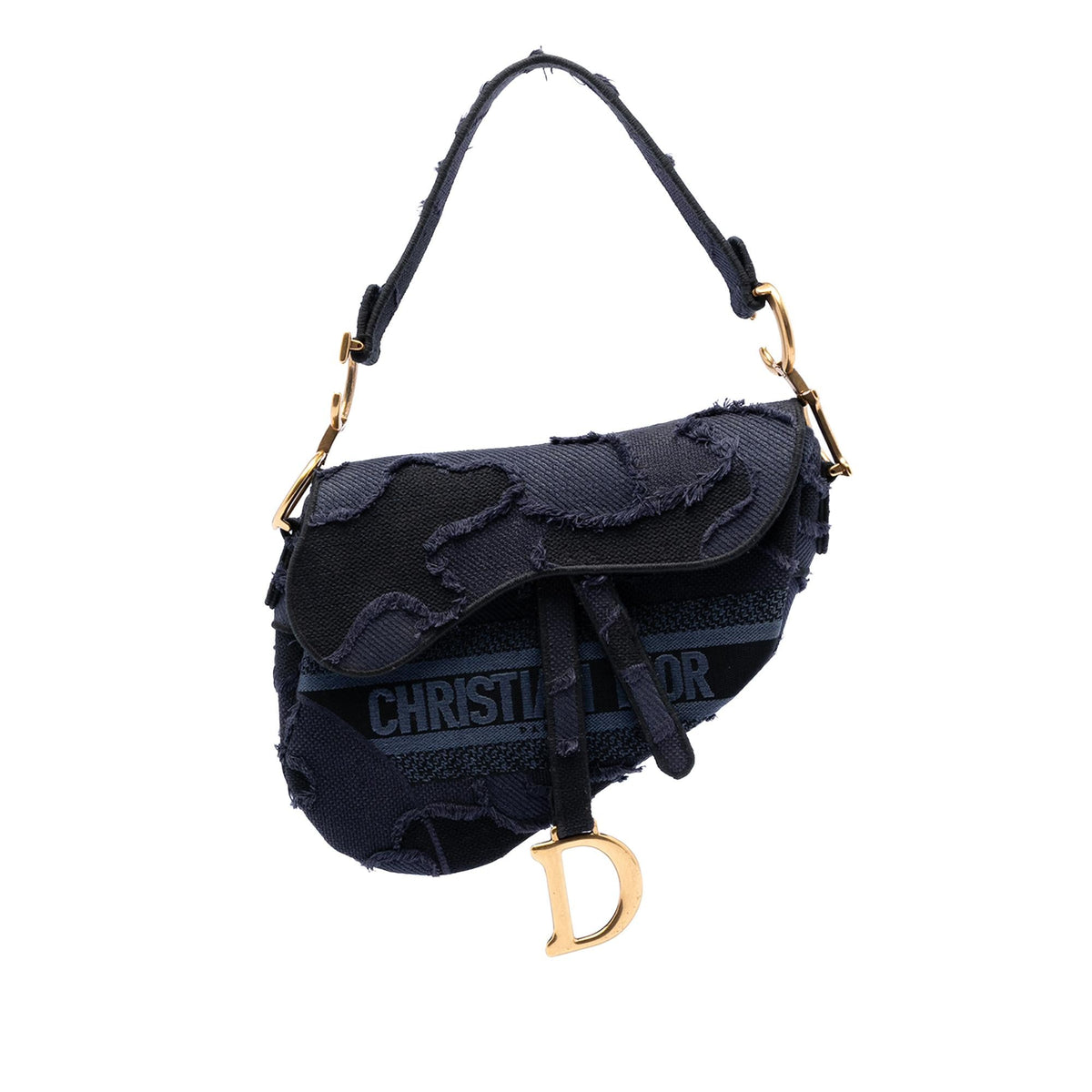 Dior Canvas Embroidered Camouflage Saddle Bag