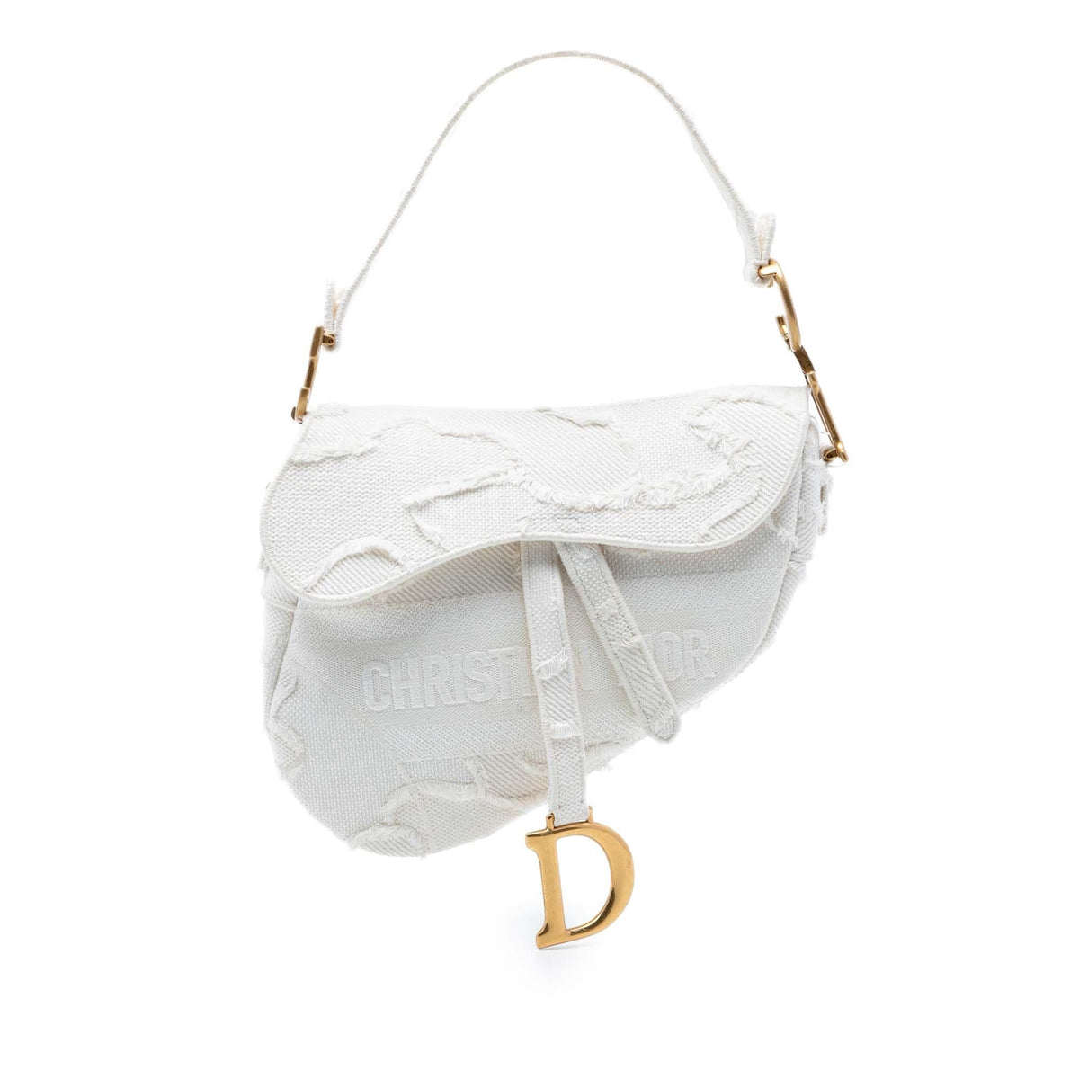 Dior Canvas Embroidered Camouflage Saddle Bag
