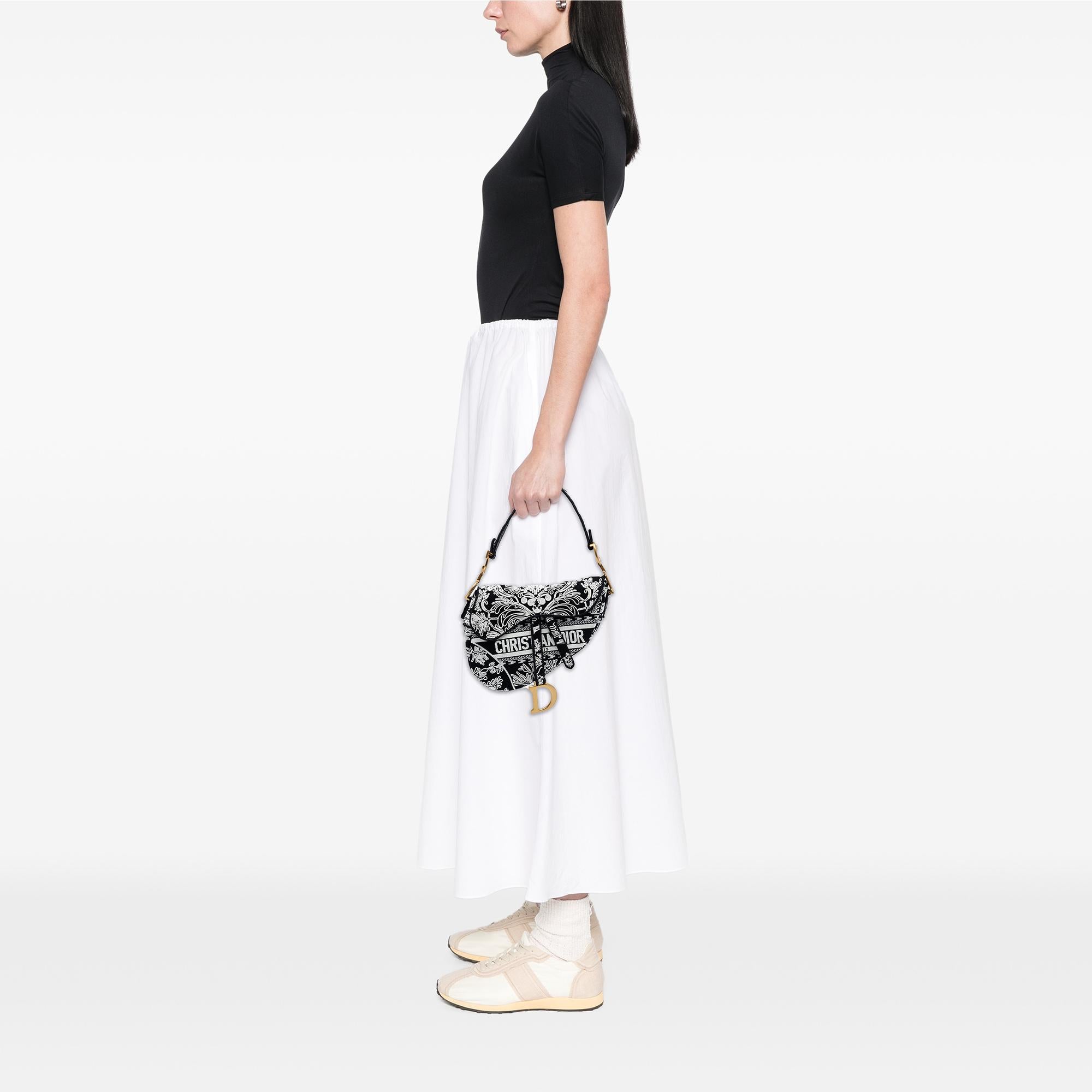 Dior Canvas Embroidered Ornamental Cornely Saddle Bag