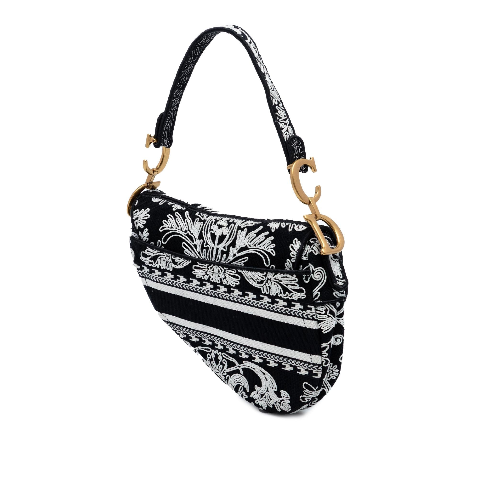 Dior Canvas Embroidered Ornamental Cornely Saddle Bag