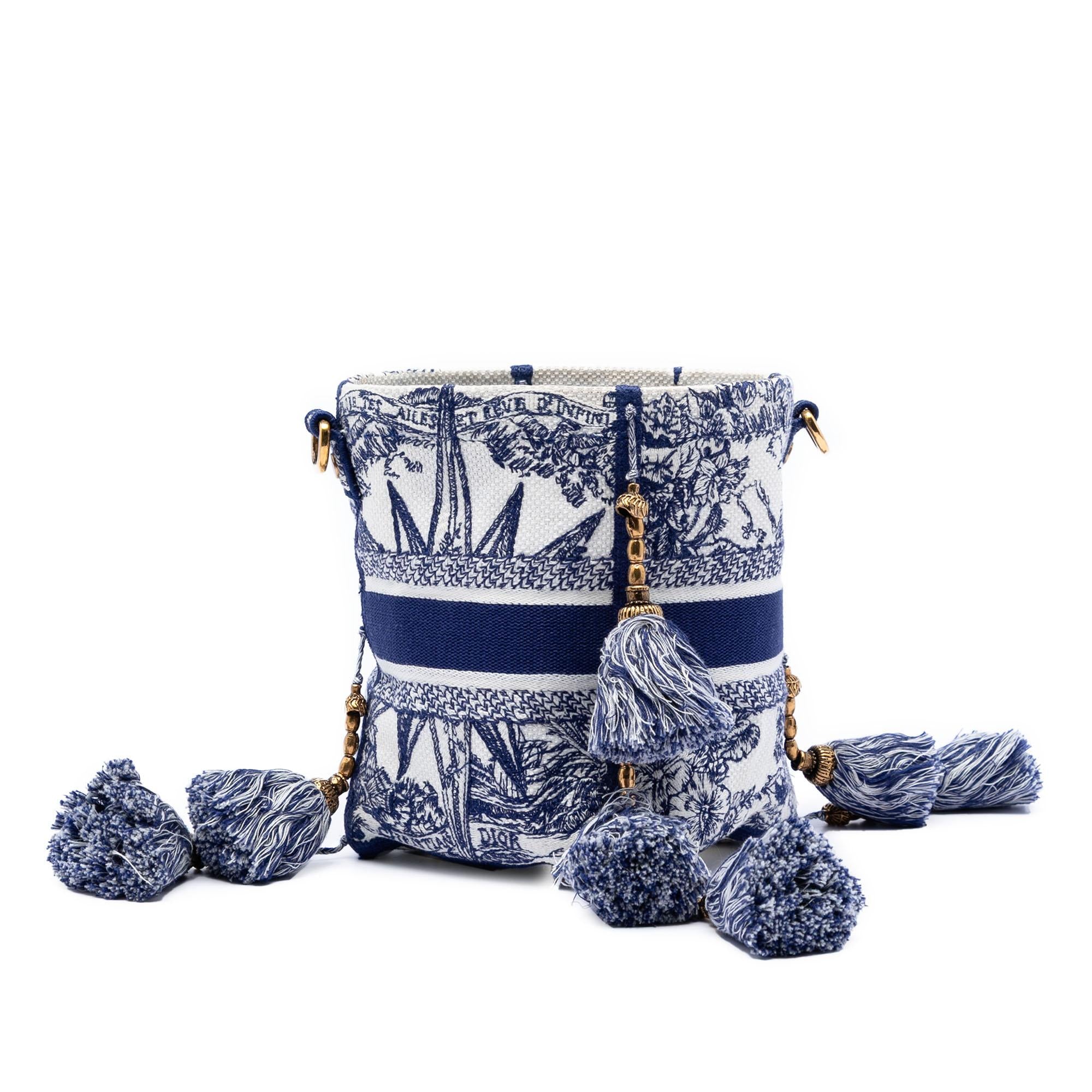 Dior Canvas Embroidered Reve d Infini D Bubble Bucket Bag