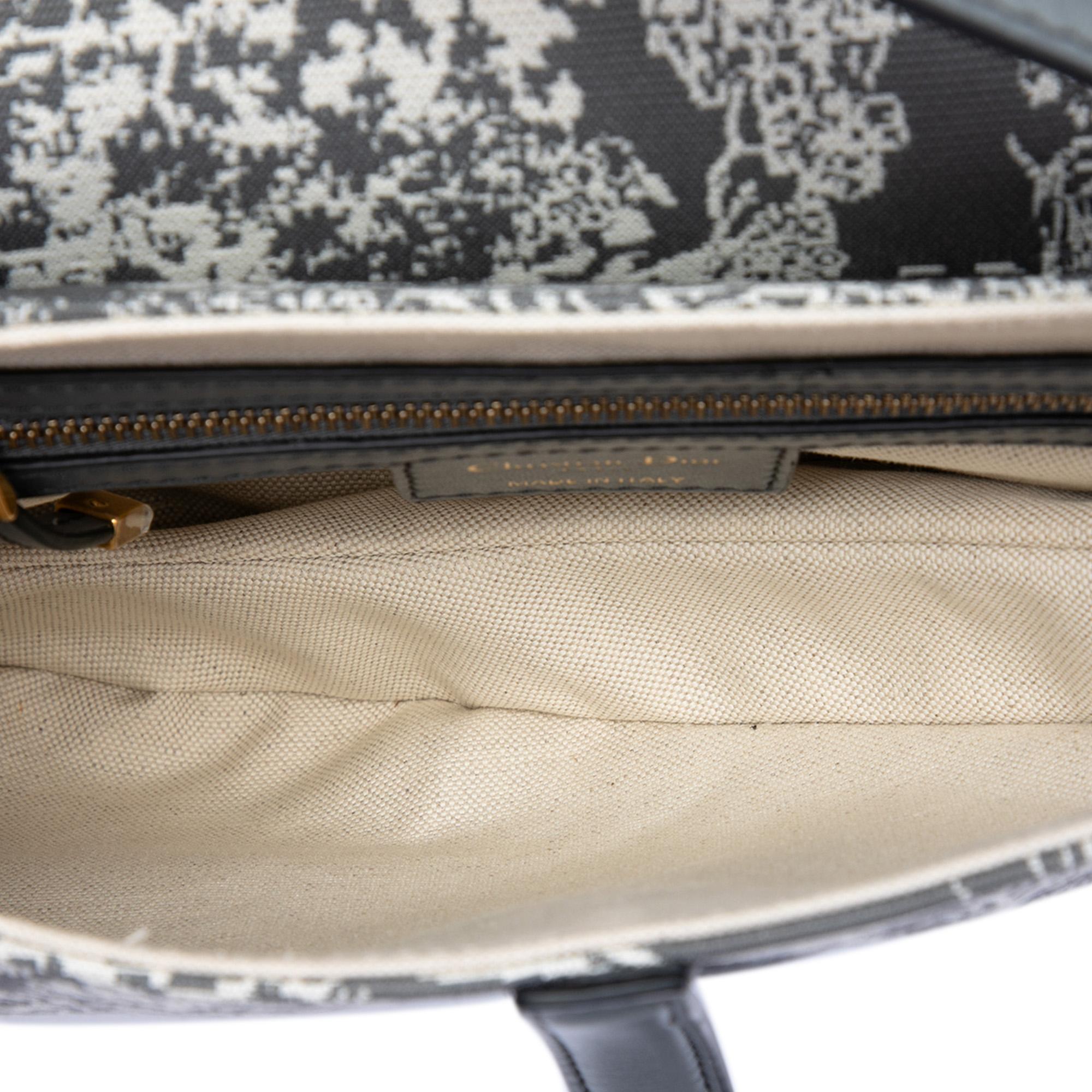 Dior Canvas Embroidered Reverse Toile De Jouy Saddle Bag