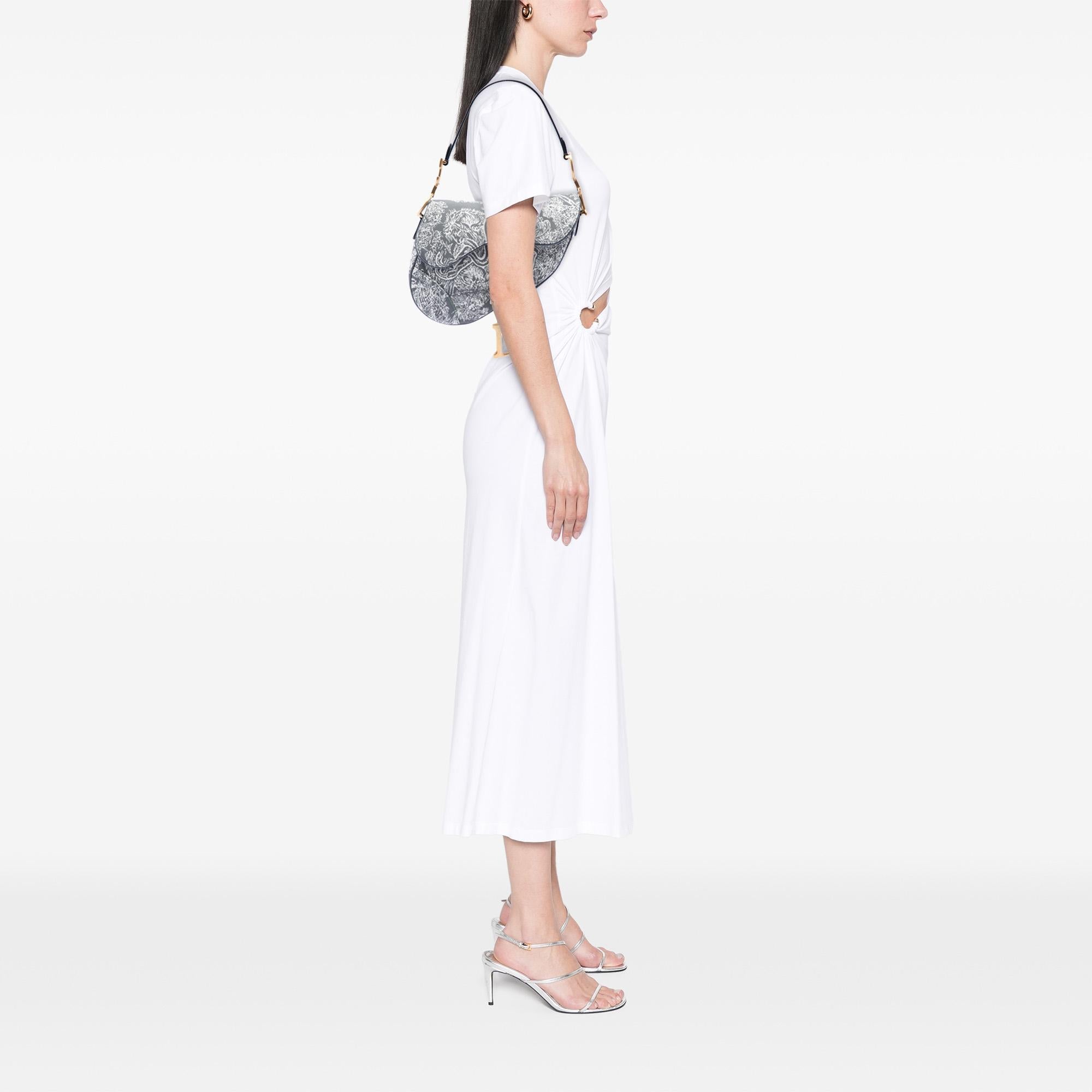 Dior Canvas Embroidered Reverse Toile De Jouy Saddle Bag
