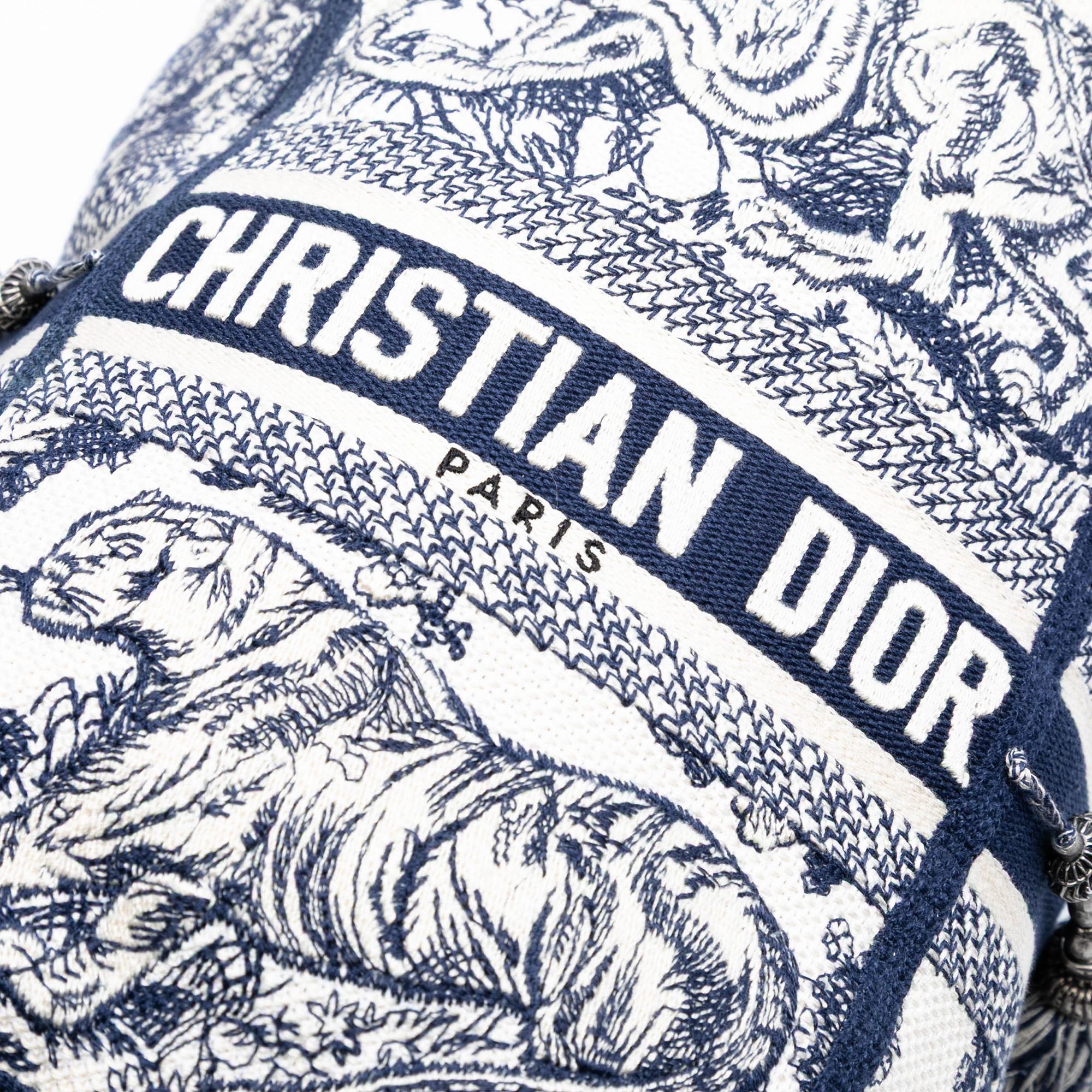 Dior Canvas Embroidered Toile De Jouy D Bubble Bucket Bag