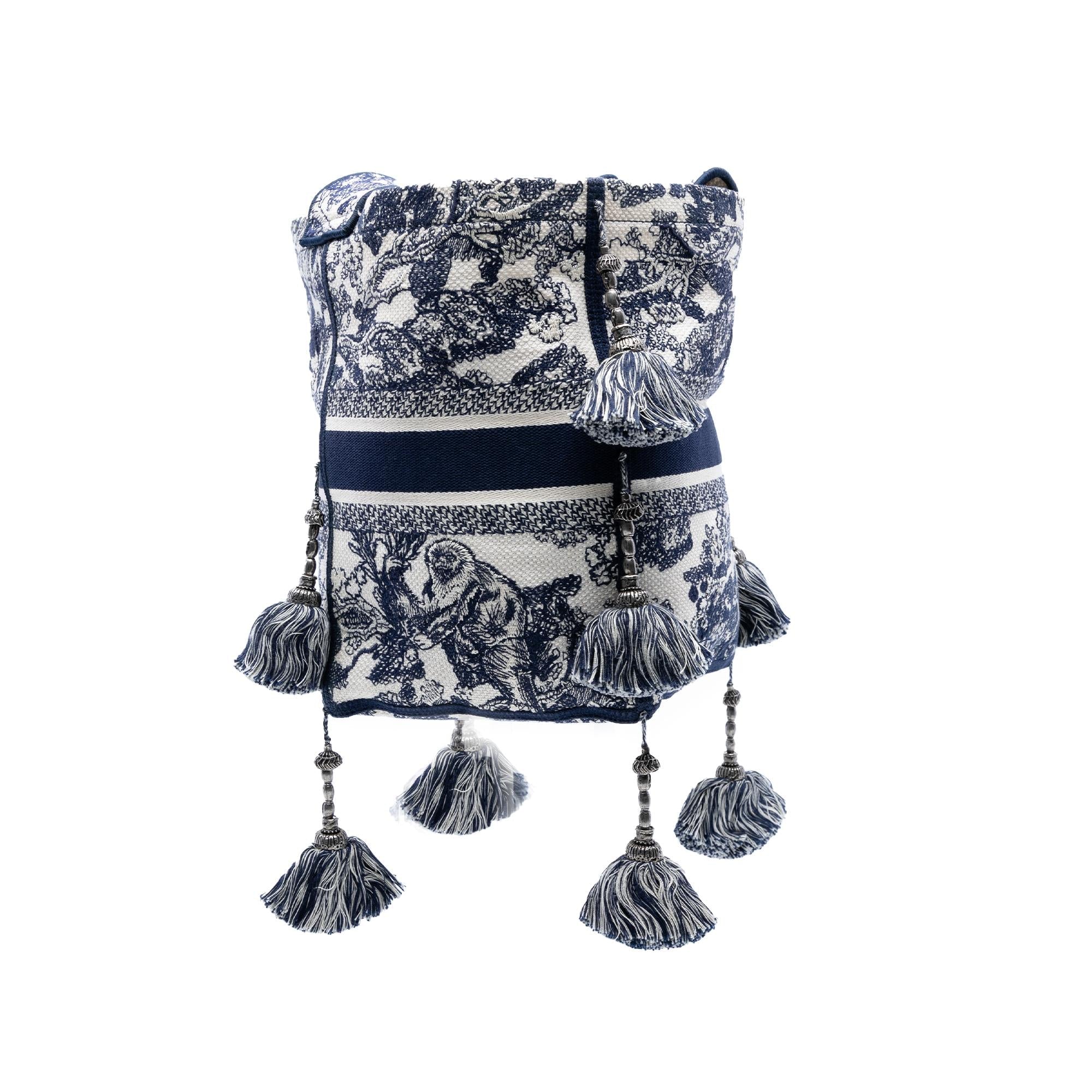 Dior Canvas Embroidered Toile De Jouy D Bubble Bucket Bag