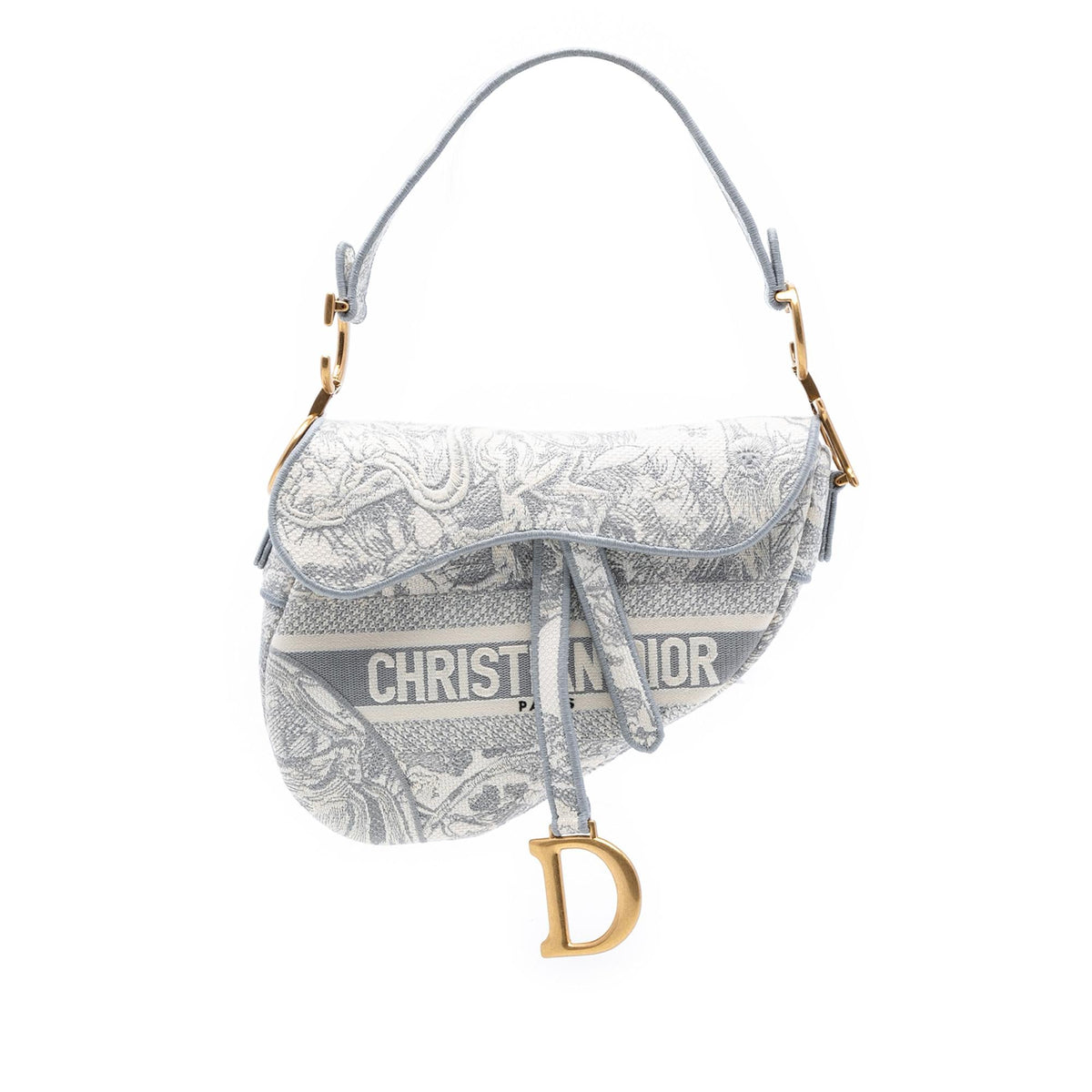 Dior Canvas Embroidered Toile de Jouy Saddle Bag