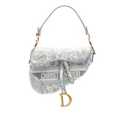 Dior Canvas Embroidered Toile de Jouy Saddle Bag