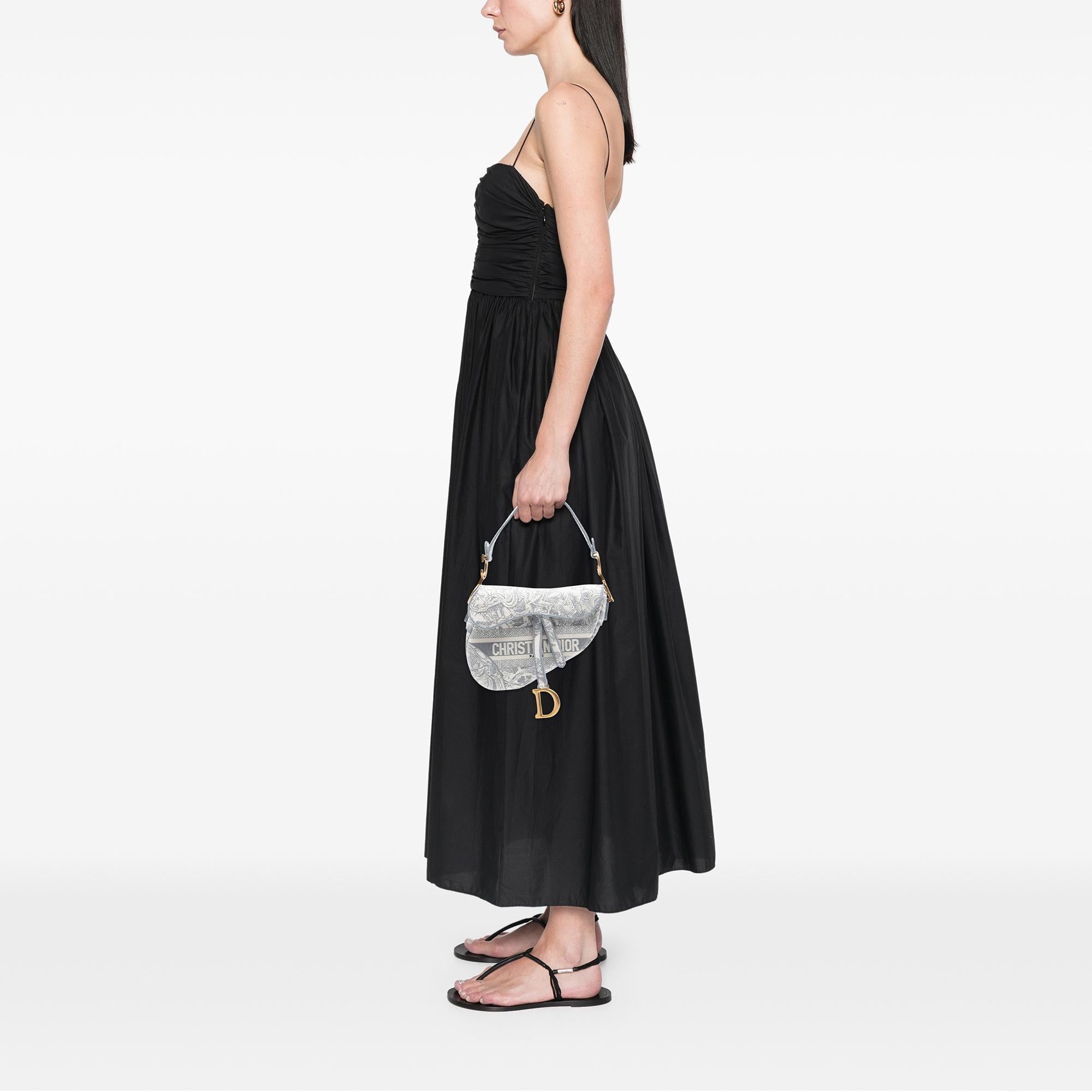 Dior Canvas Embroidered Toile de Jouy Saddle Bag