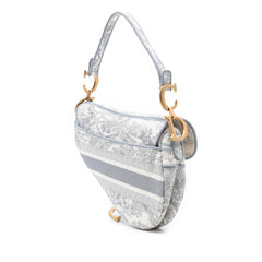 Dior Canvas Embroidered Toile de Jouy Saddle Bag