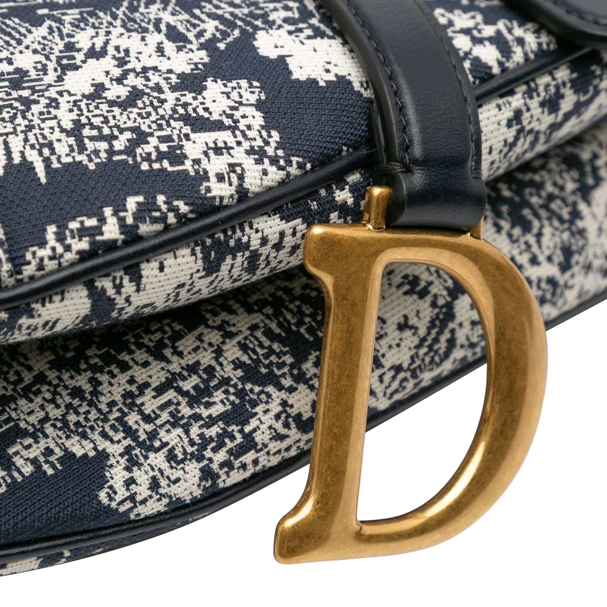 Dior Canvas Reverse Embroidered Toile De Jouy Saddle Bag