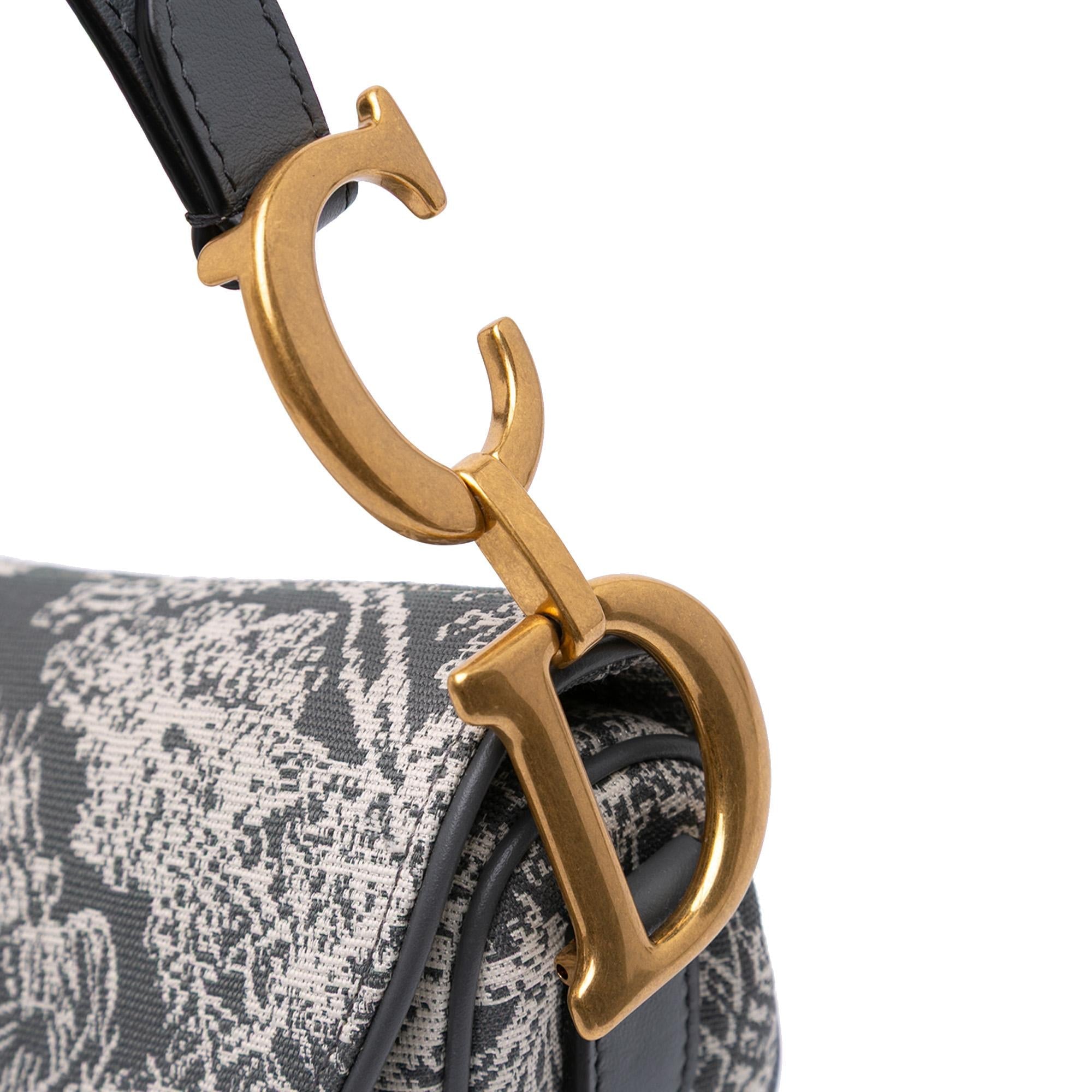 Dior Canvas Reverse Embroidered Toile De Jouy Saddle Bag