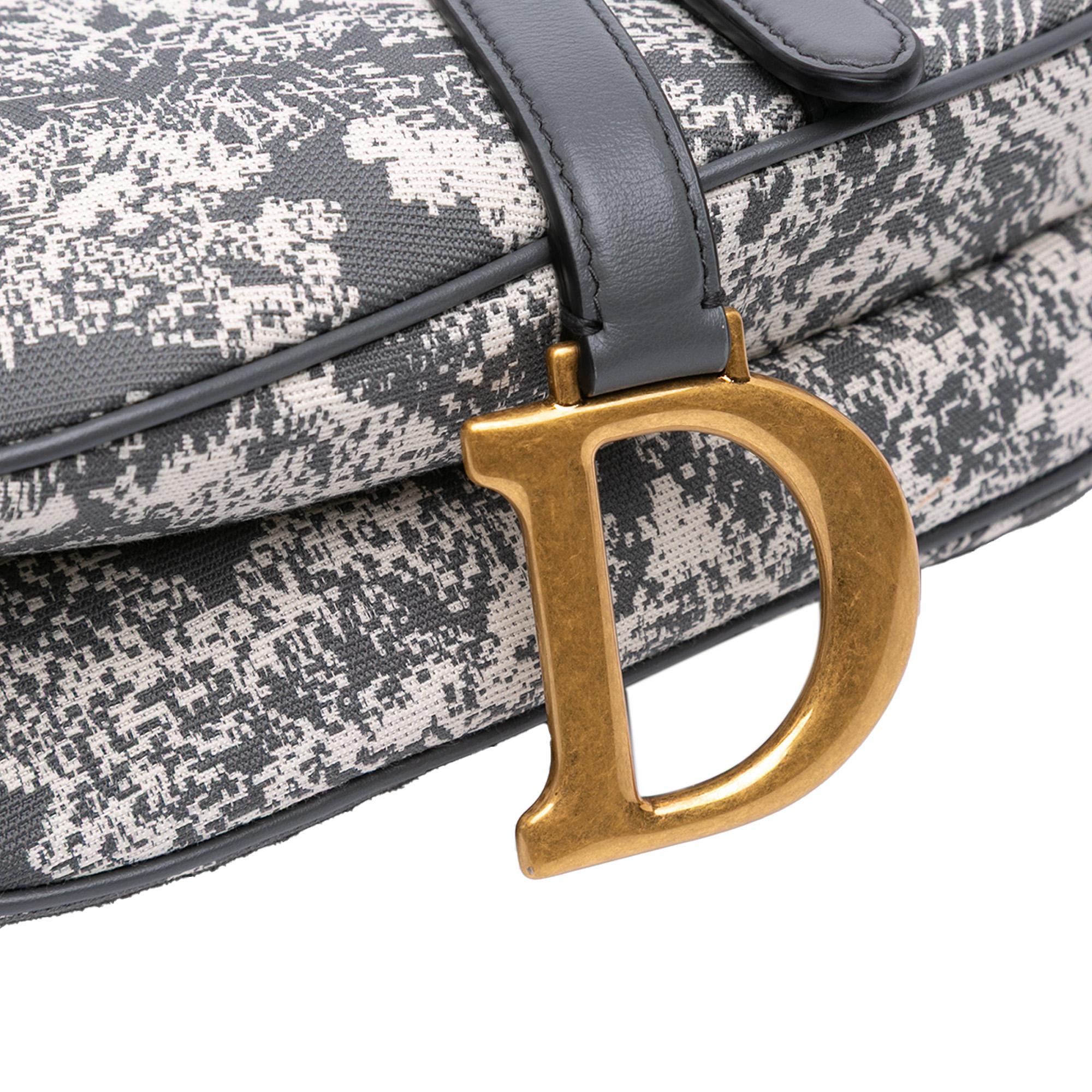 Dior Canvas Reverse Embroidered Toile De Jouy Saddle Bag