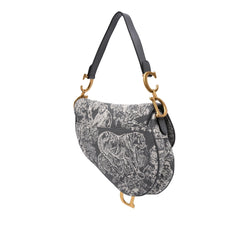 Dior Canvas Reverse Embroidered Toile De Jouy Saddle Bag