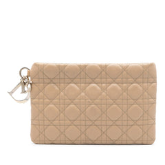 Dior Coated Canvas Cannage Lady Dior Panarea Clutch