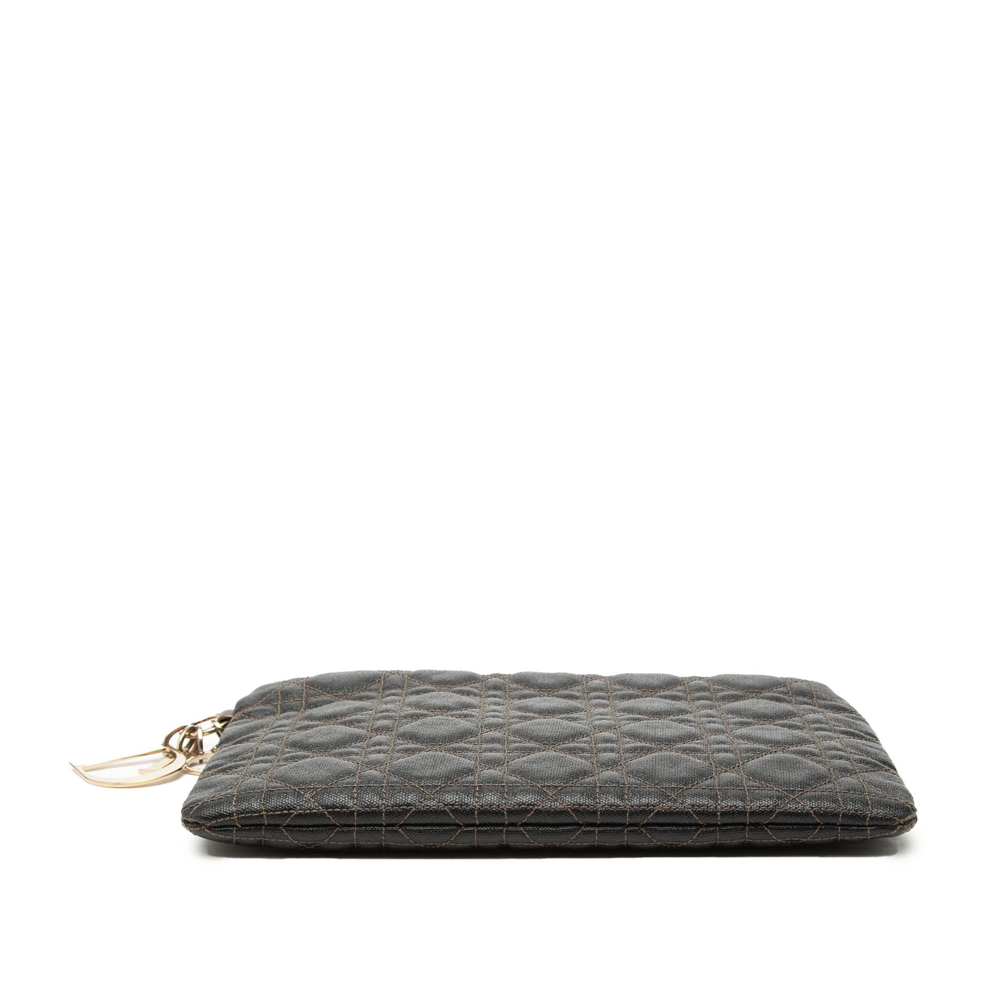 Dior Coated Canvas Cannage Lady Dior Panarea Clutch