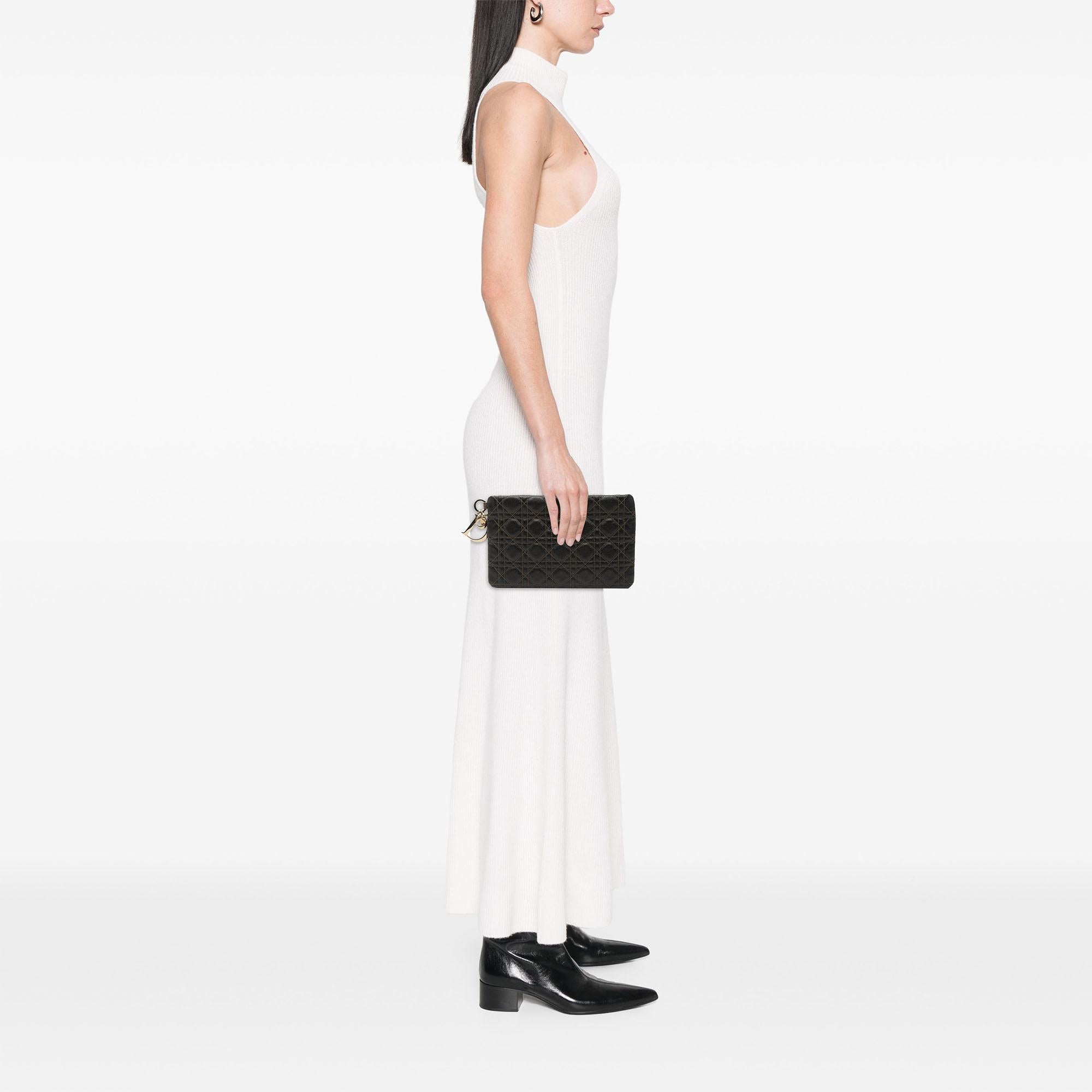 Dior Coated Canvas Cannage Lady Dior Panarea Clutch