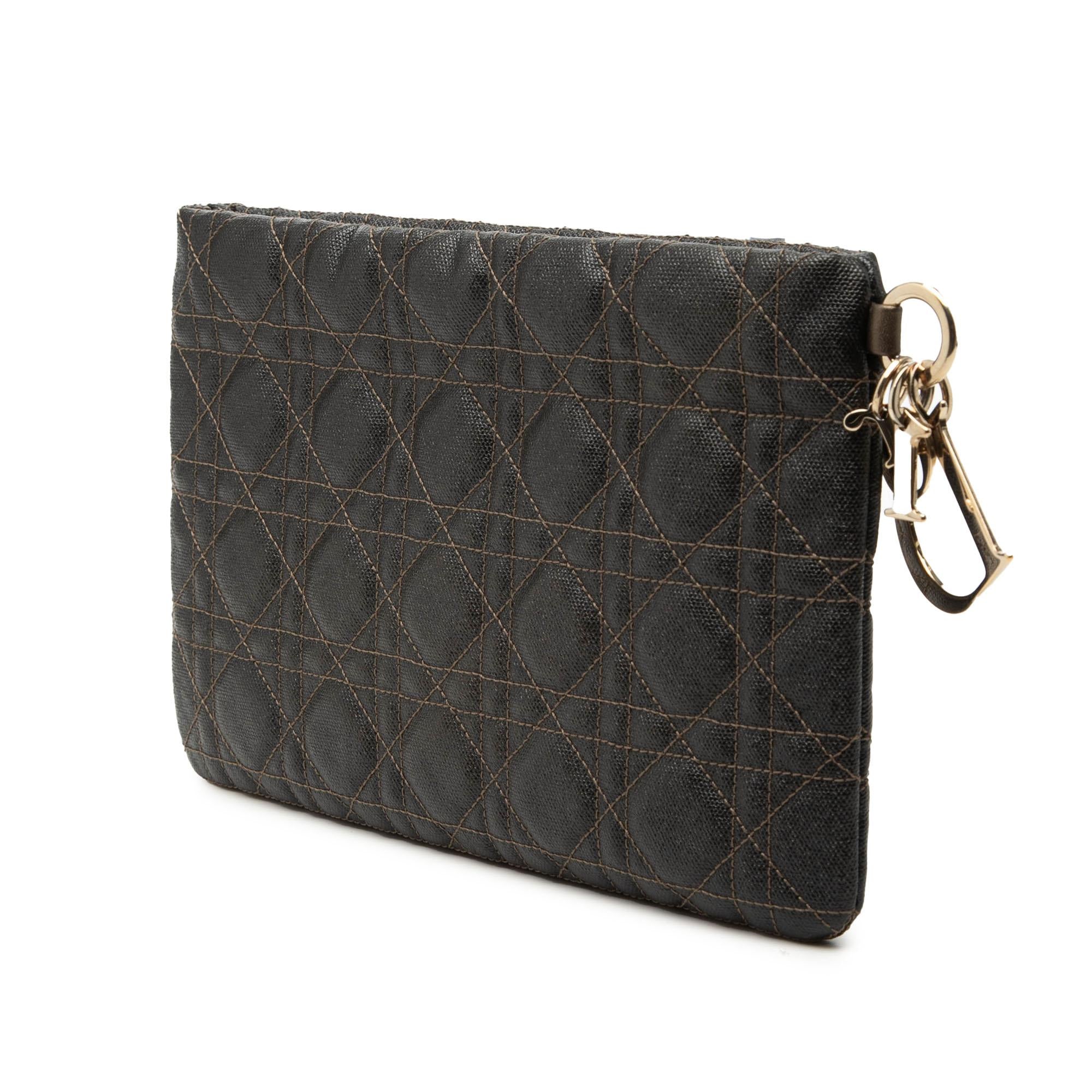 Dior Coated Canvas Cannage Lady Dior Panarea Clutch