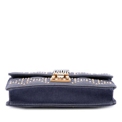 Dior Denim Cannage Studded DiorAddict Wallet on Chain