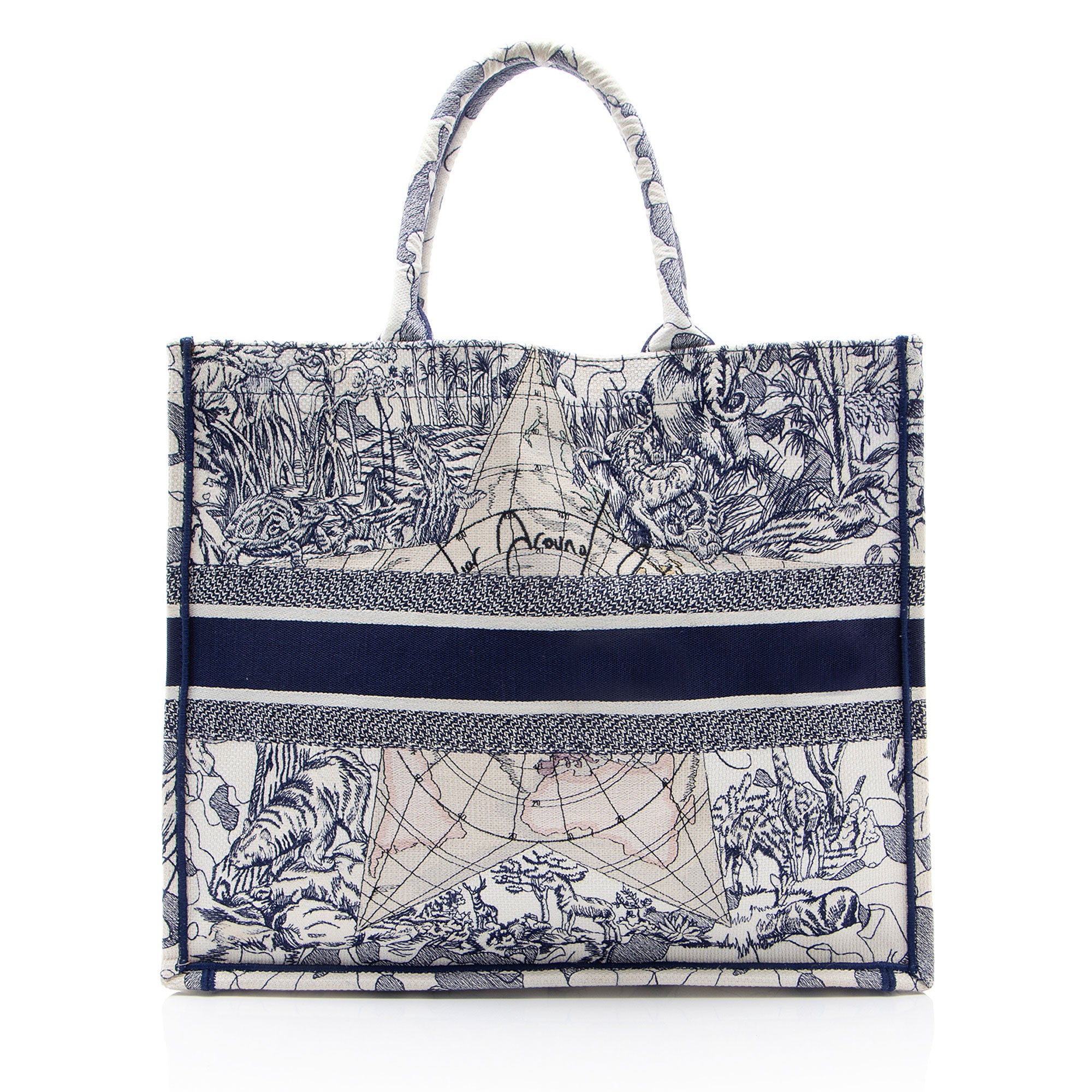 Dior Embroidered Canvas Around the World Large Book Tote
