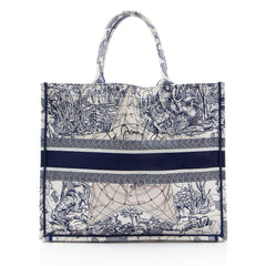 Dior Embroidered Canvas Around the World Large Book Tote