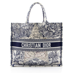 Dior Embroidered Canvas Around the World Large Book Tote