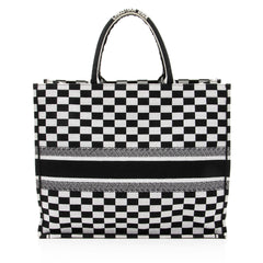 Dior Embroidered Canvas Checkered Large Book Tote