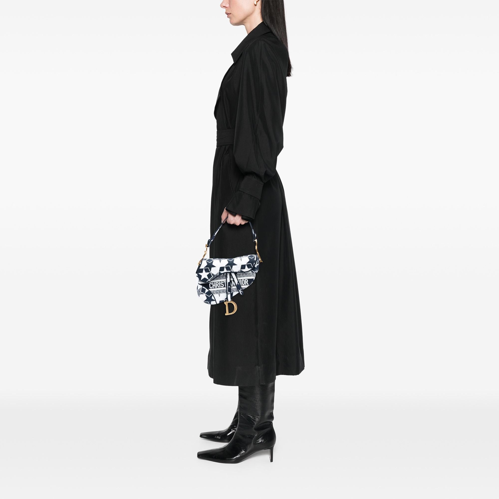 Dior Embroidered Canvas Stars Saddle Bag