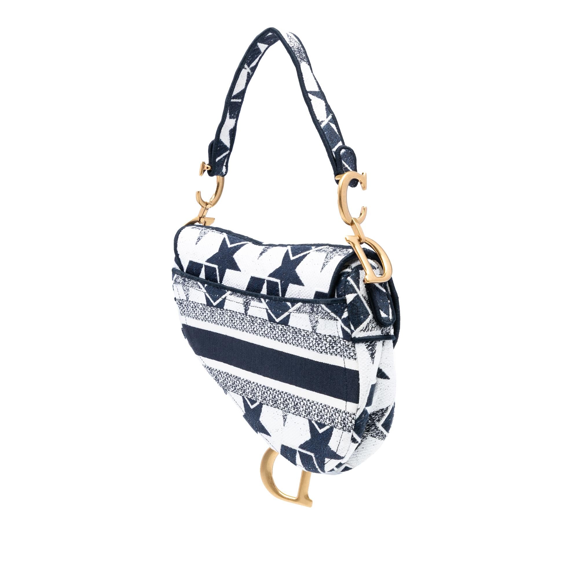 Dior Embroidered Canvas Stars Saddle Bag