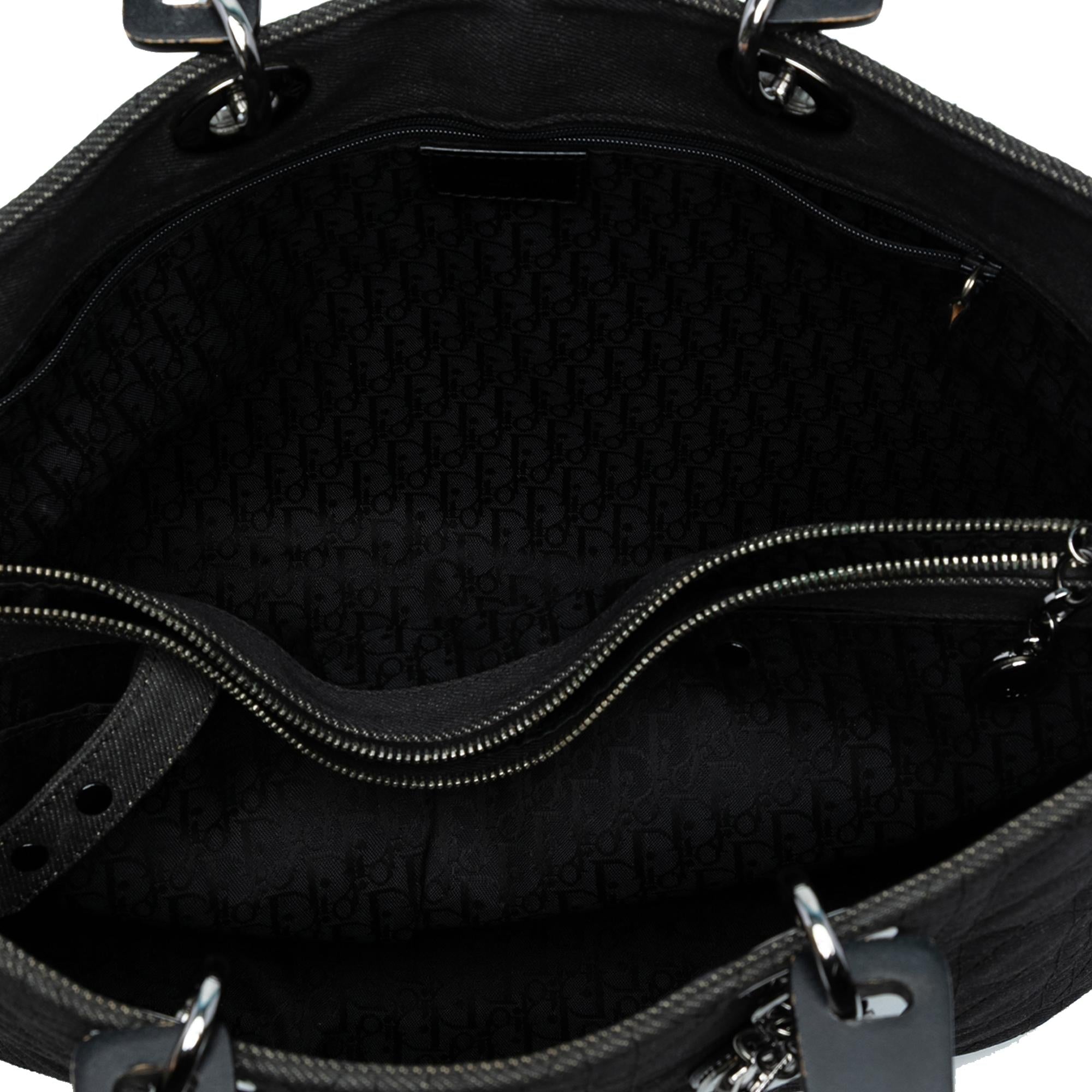 Dior Extra Large Denim Cannage Acrylic Lady Dior