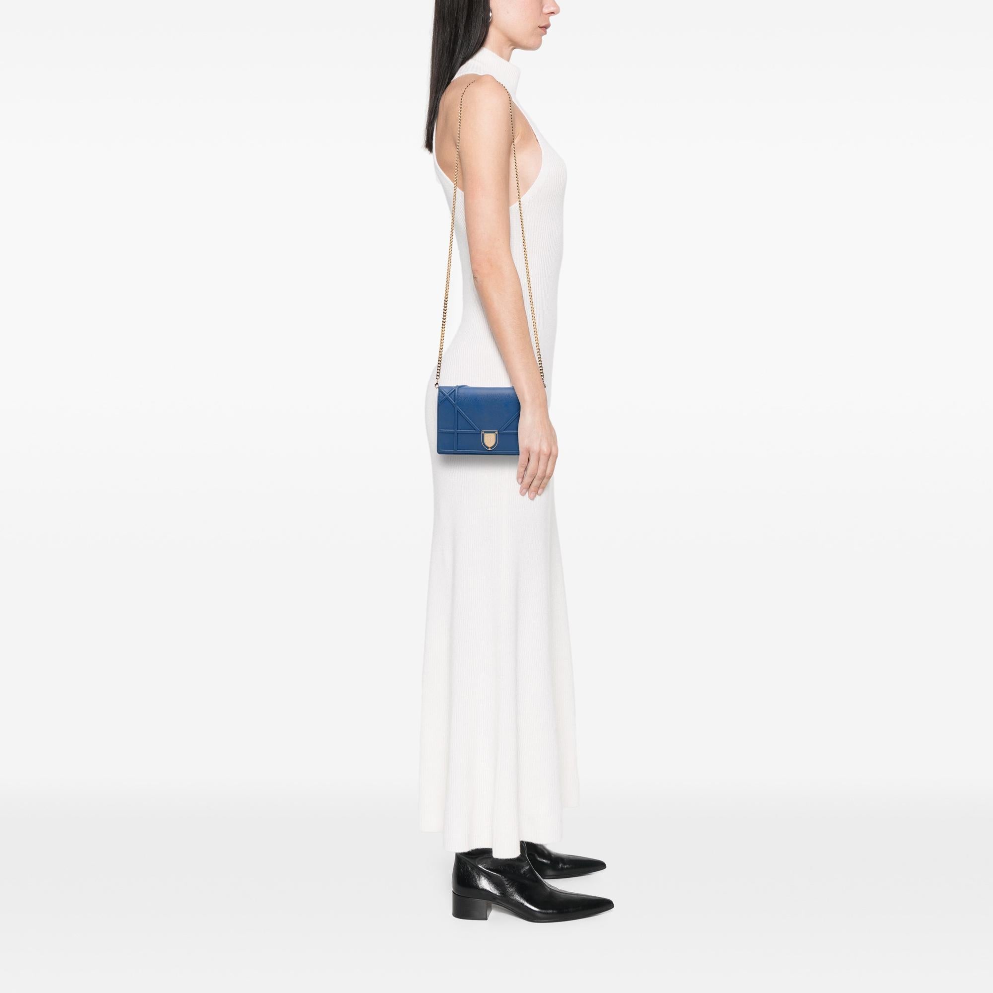 Dior Grained Calfskin Diorama Wallet on Chain