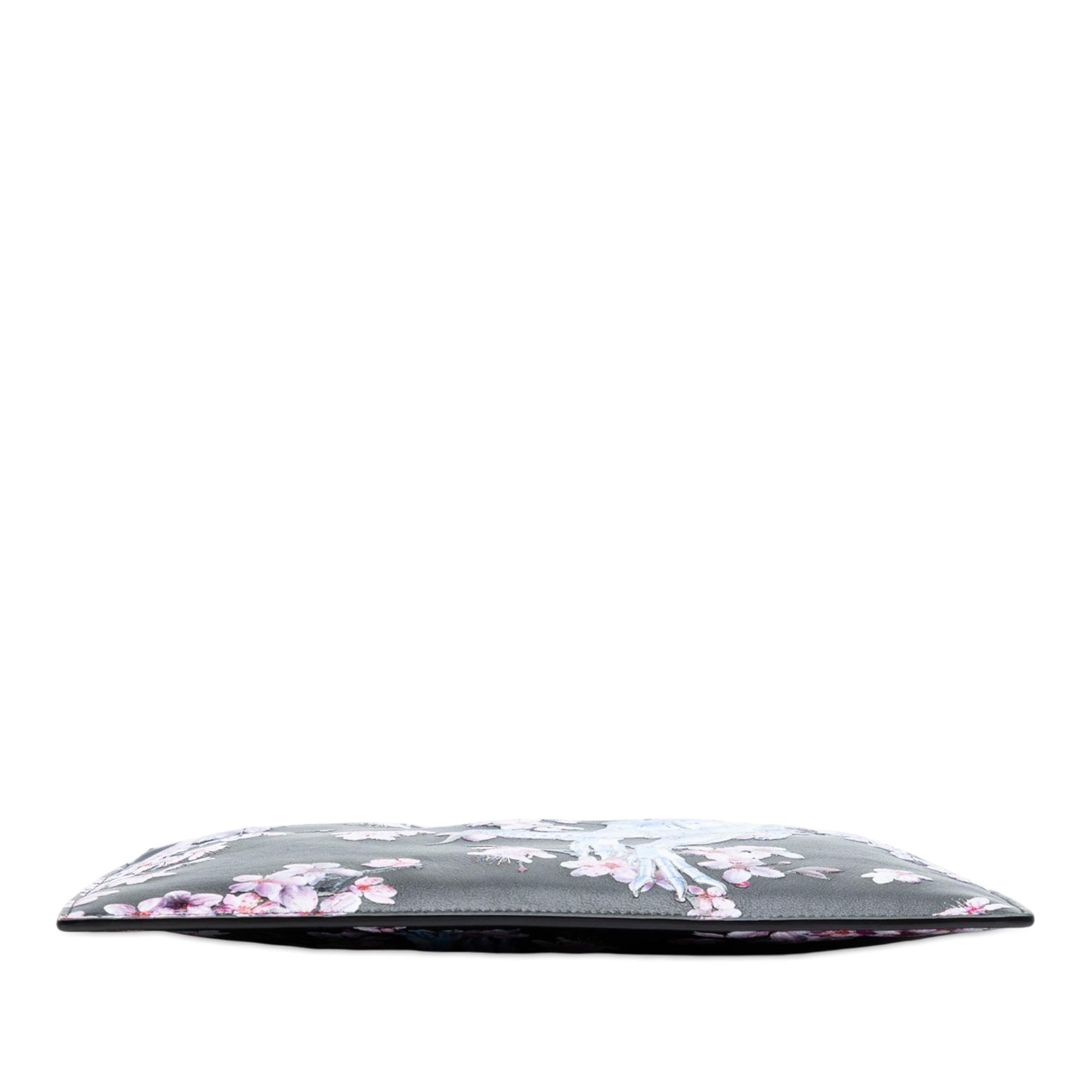 Dior Hajime Sorayama Calfskin Cherry Blossom Dinosaur Print Zip Pouch
