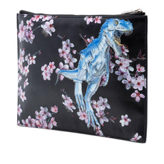 Dior Hajime Sorayama Calfskin Cherry Blossom Dinosaur Print Zip Pouch
