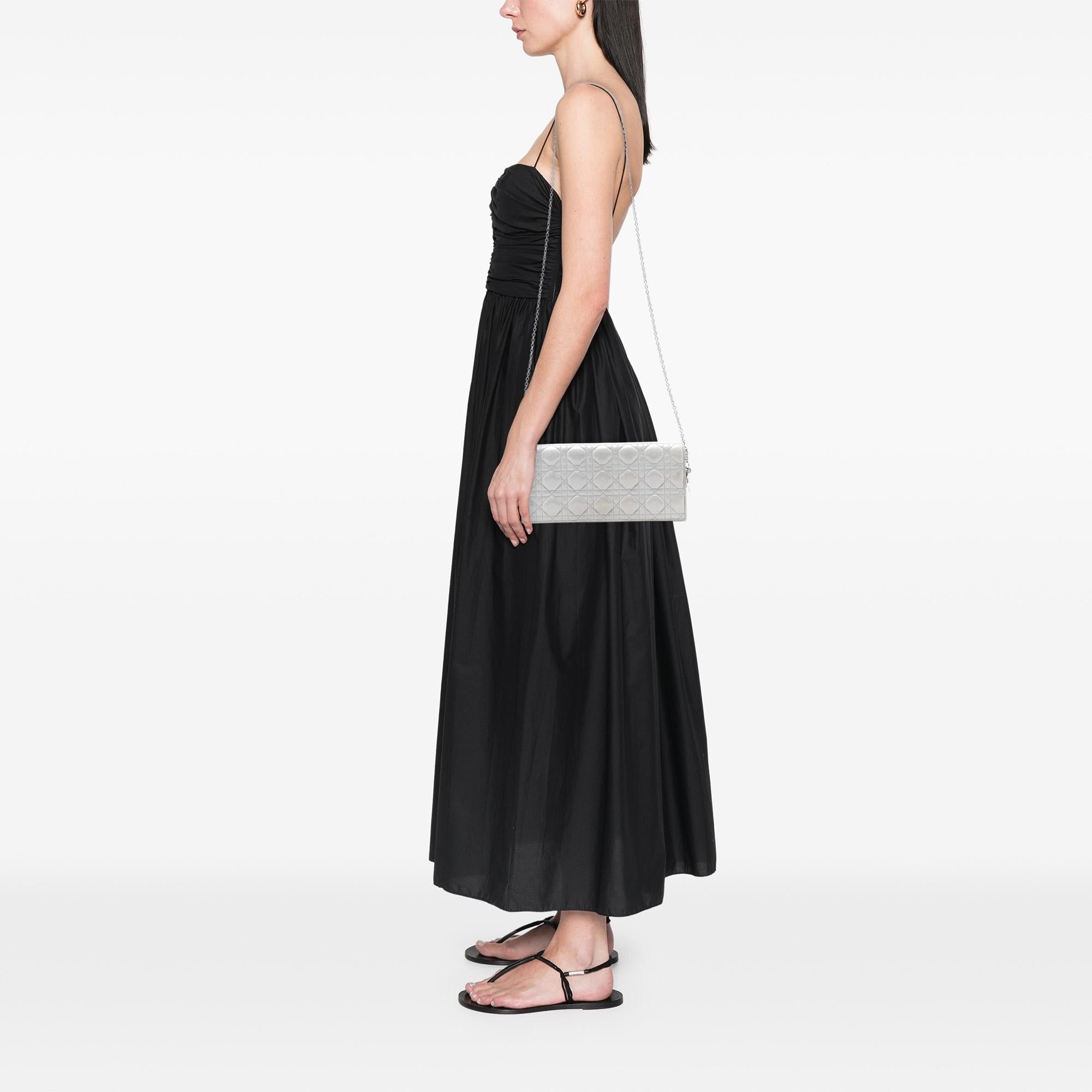 Dior Iridescent Lambskin Cannage Lady Dior Convertible Clutch