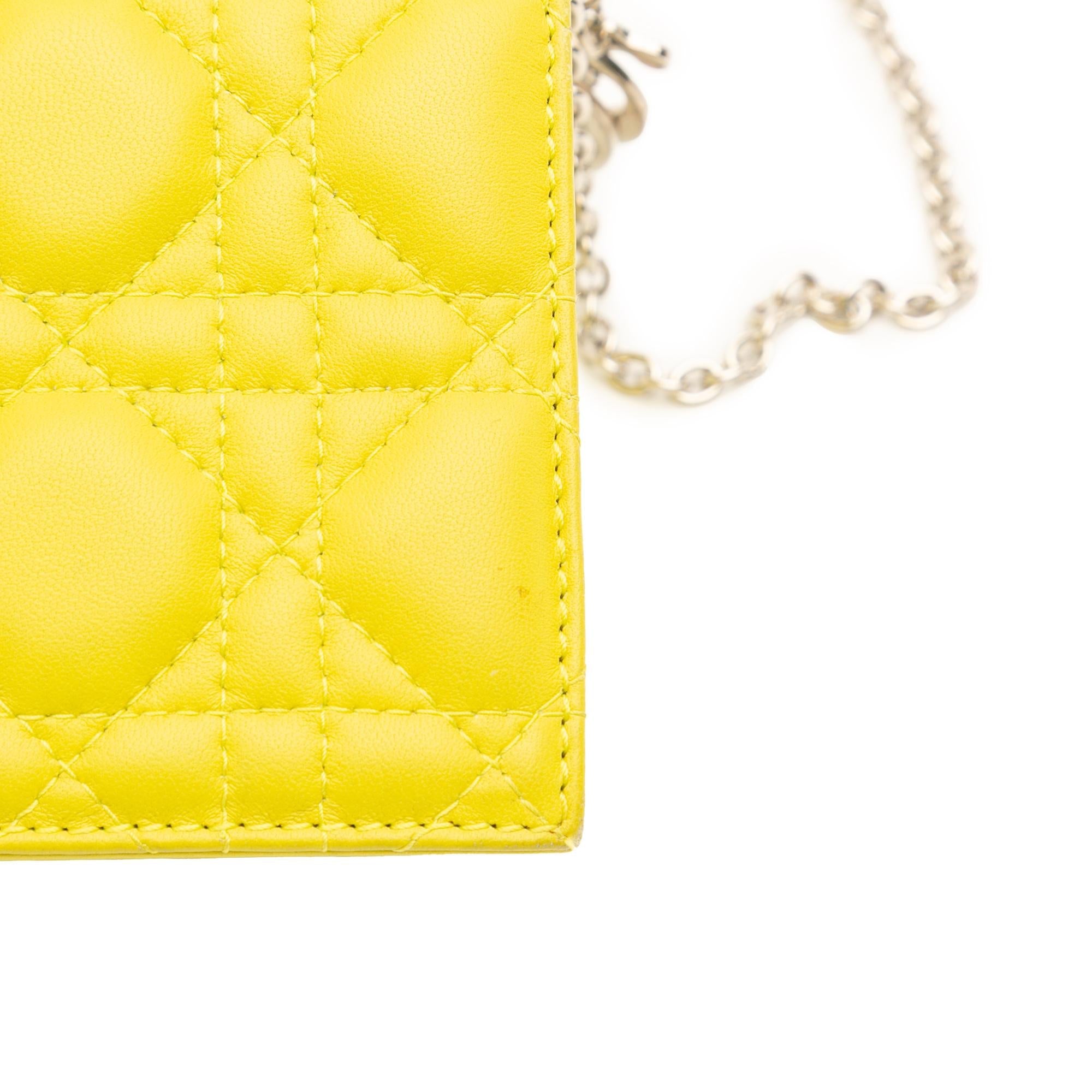 Dior Lambskin Cannage Lady Dior Wallet On Chain