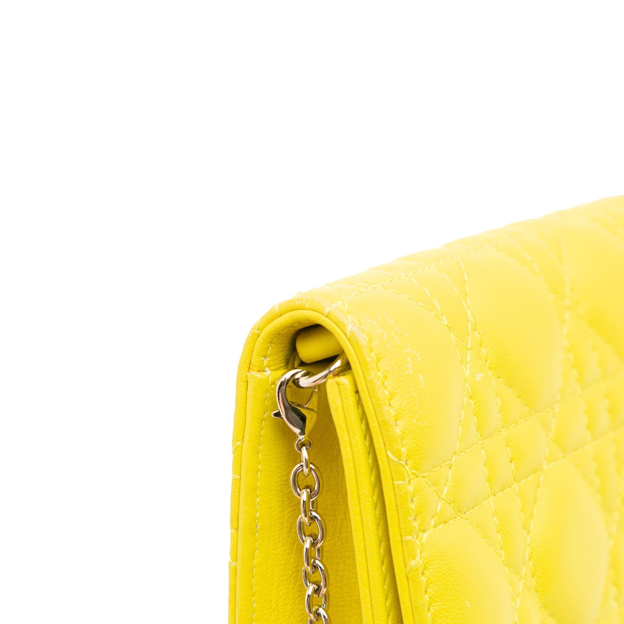 Dior Lambskin Cannage Lady Dior Wallet On Chain
