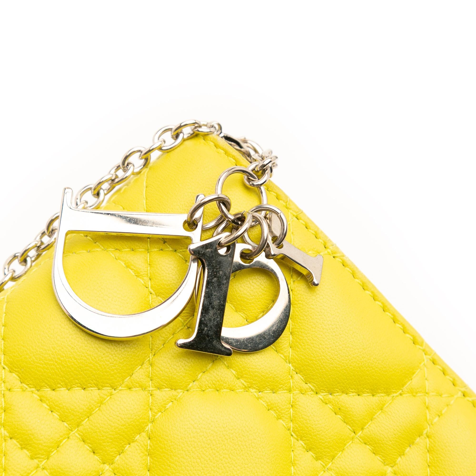 Dior Lambskin Cannage Lady Dior Wallet On Chain