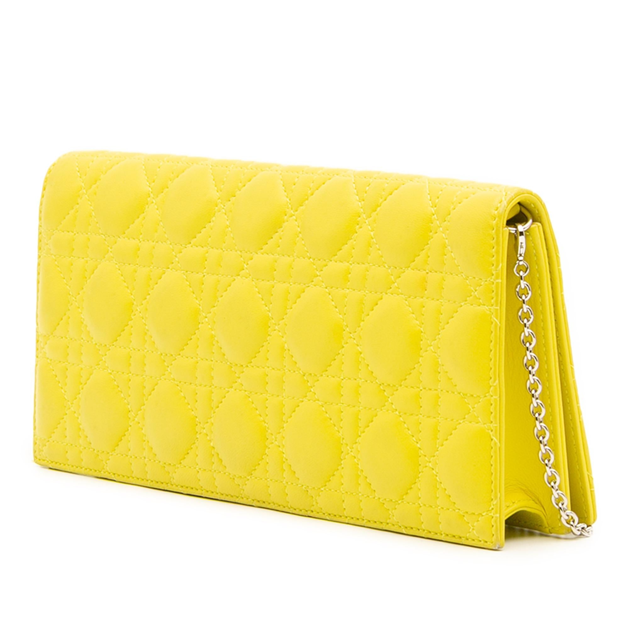 Dior Lambskin Cannage Lady Dior Wallet On Chain